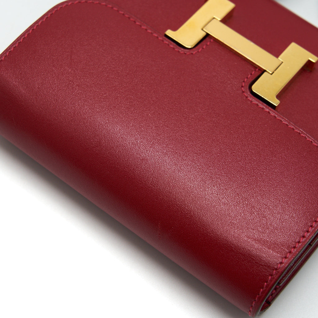 HERMES MINI CONSTANCE WALLET RED WITH GHW