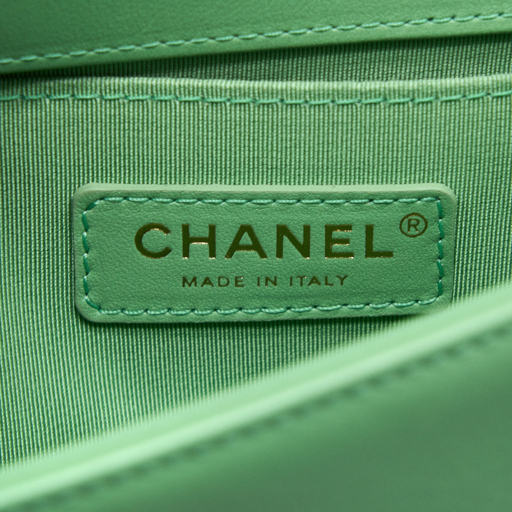 CHANEL SMALL BOY BAG CALFSKIN GREEN GHW