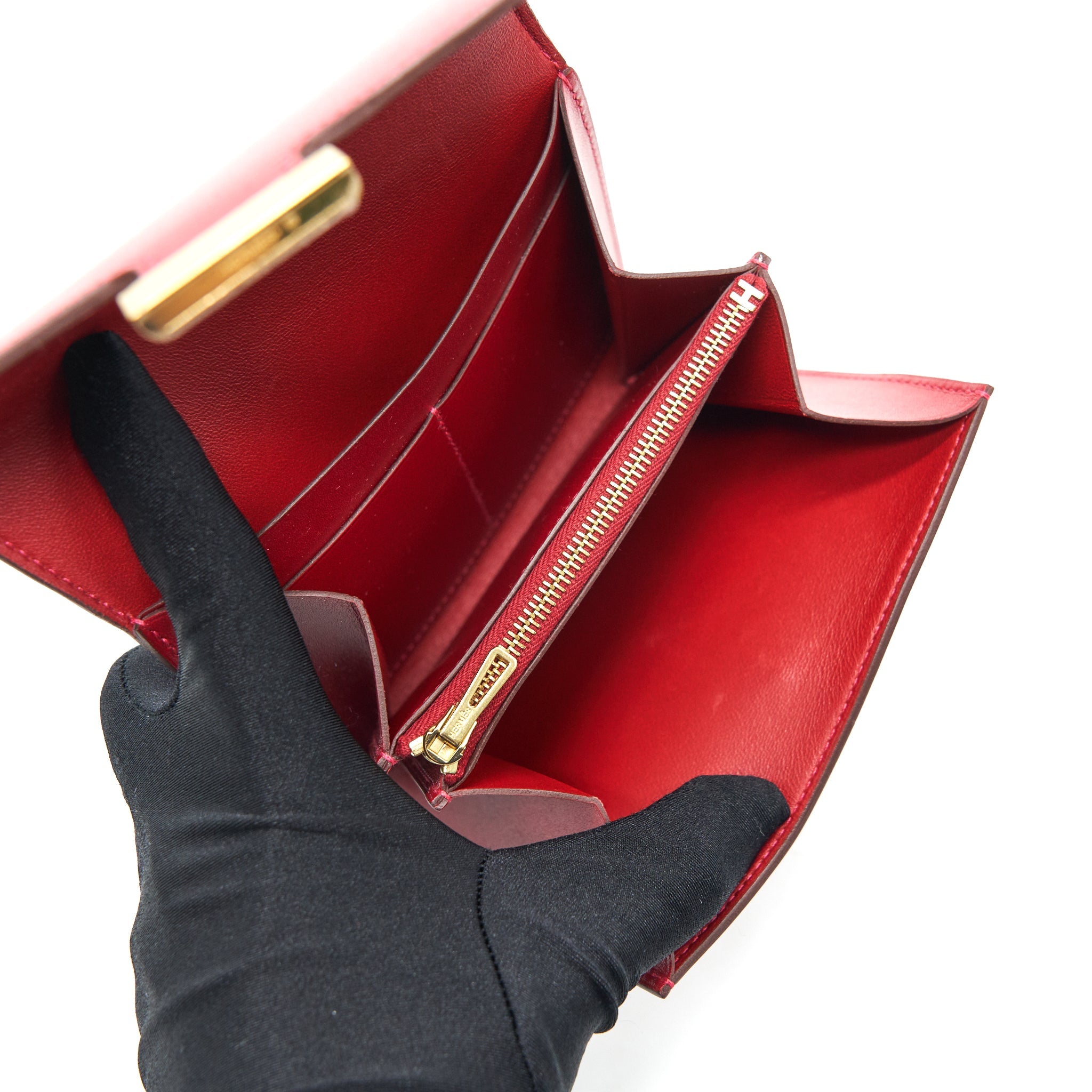 HERMES MINI CONSTANCE WALLET RED WITH GHW