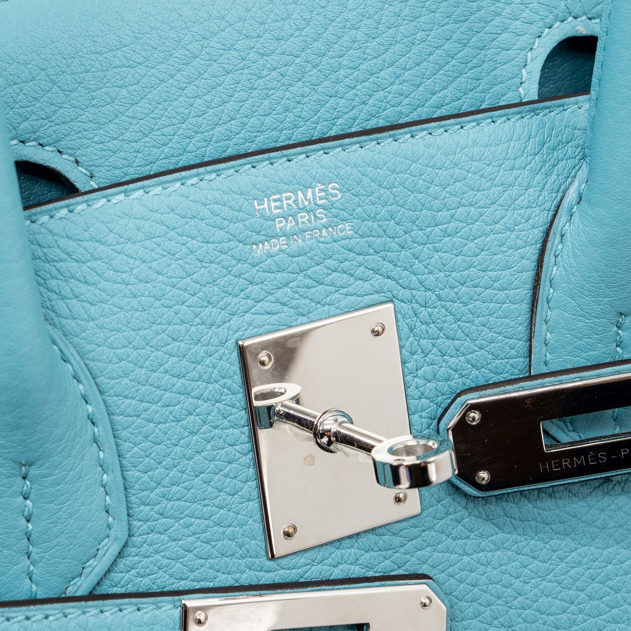 HERMES BIRKIN 30 CLEMENCE 3Z BLUE SAINT CYR SHW