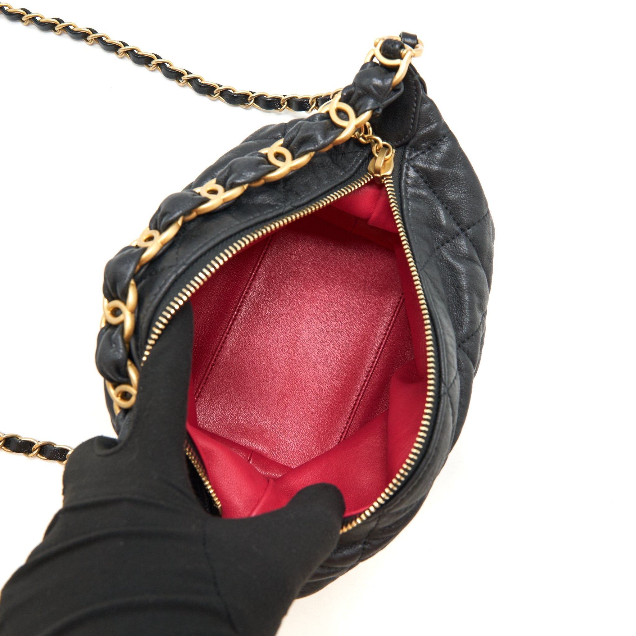 CHANEL HOBO CROSSBODY BAG LAMBSKIN BLACK GHW