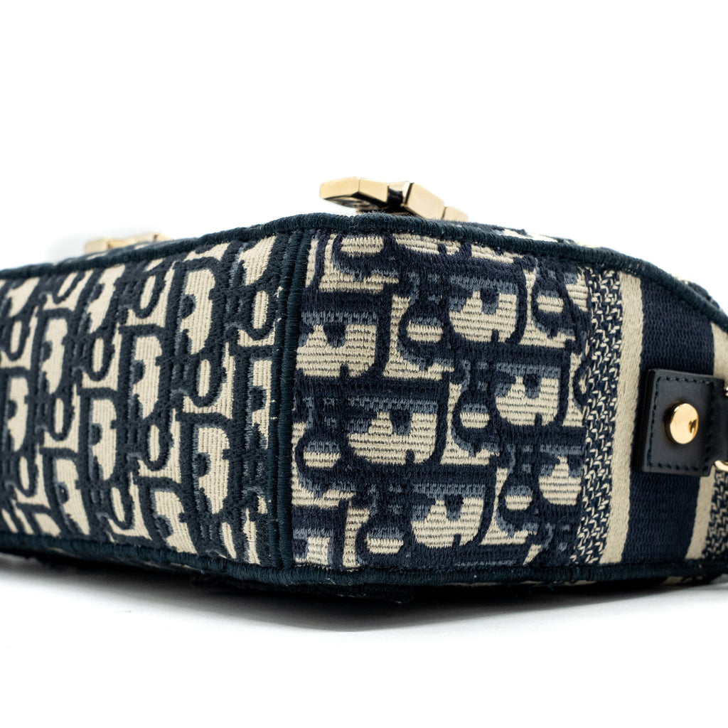 DIOR SMALL DIORCAMP BAG BLUE DIOR OBLIQUE EMBROIDERY GHW