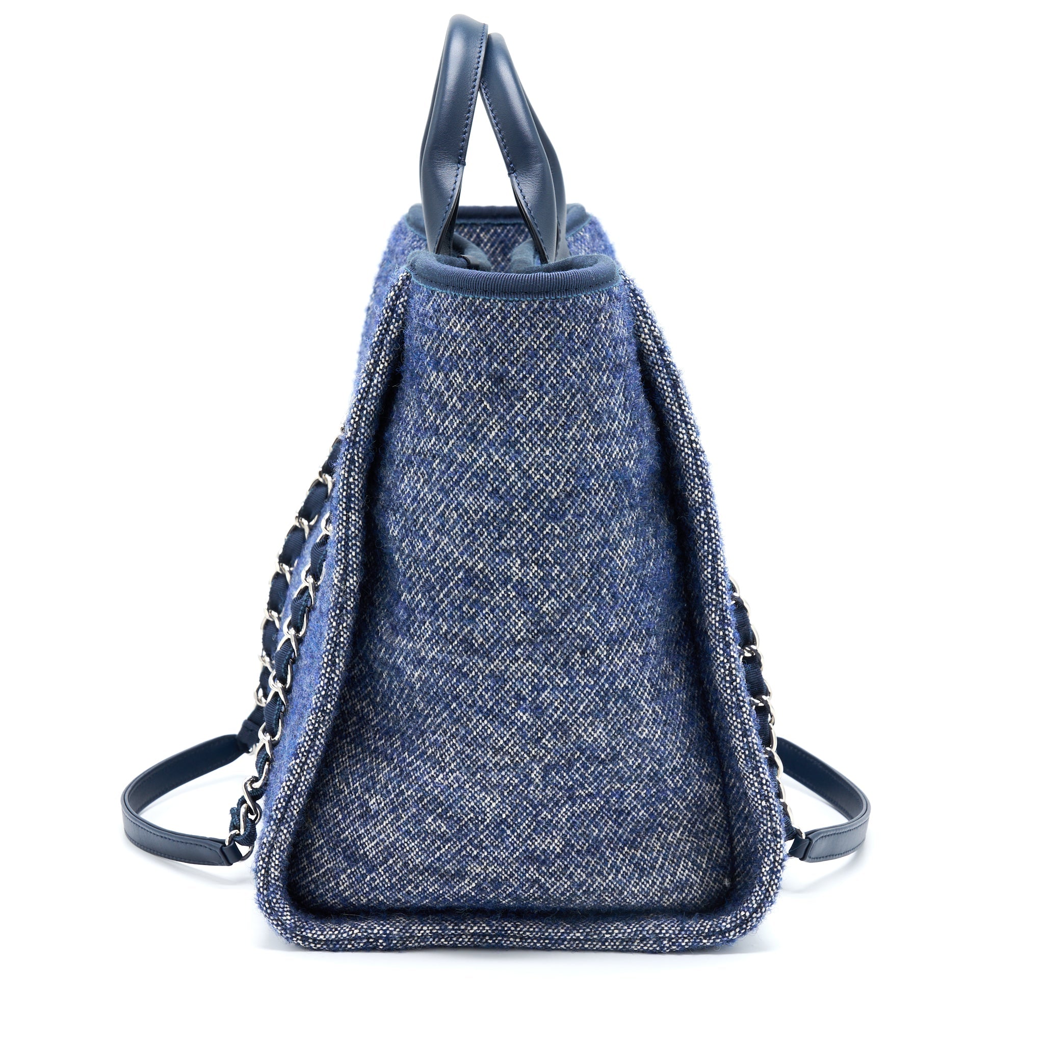 CHANEL DEAUVILLE TOTE BAG NAVY SHW(MICROCHIP)