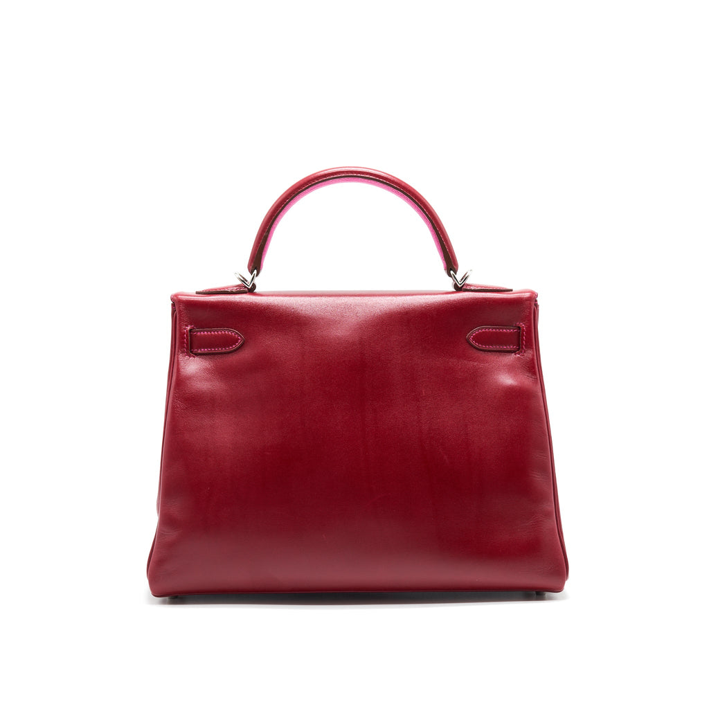 HERMES KELLY 32 BOX LEATHER RED/ PINK SHW