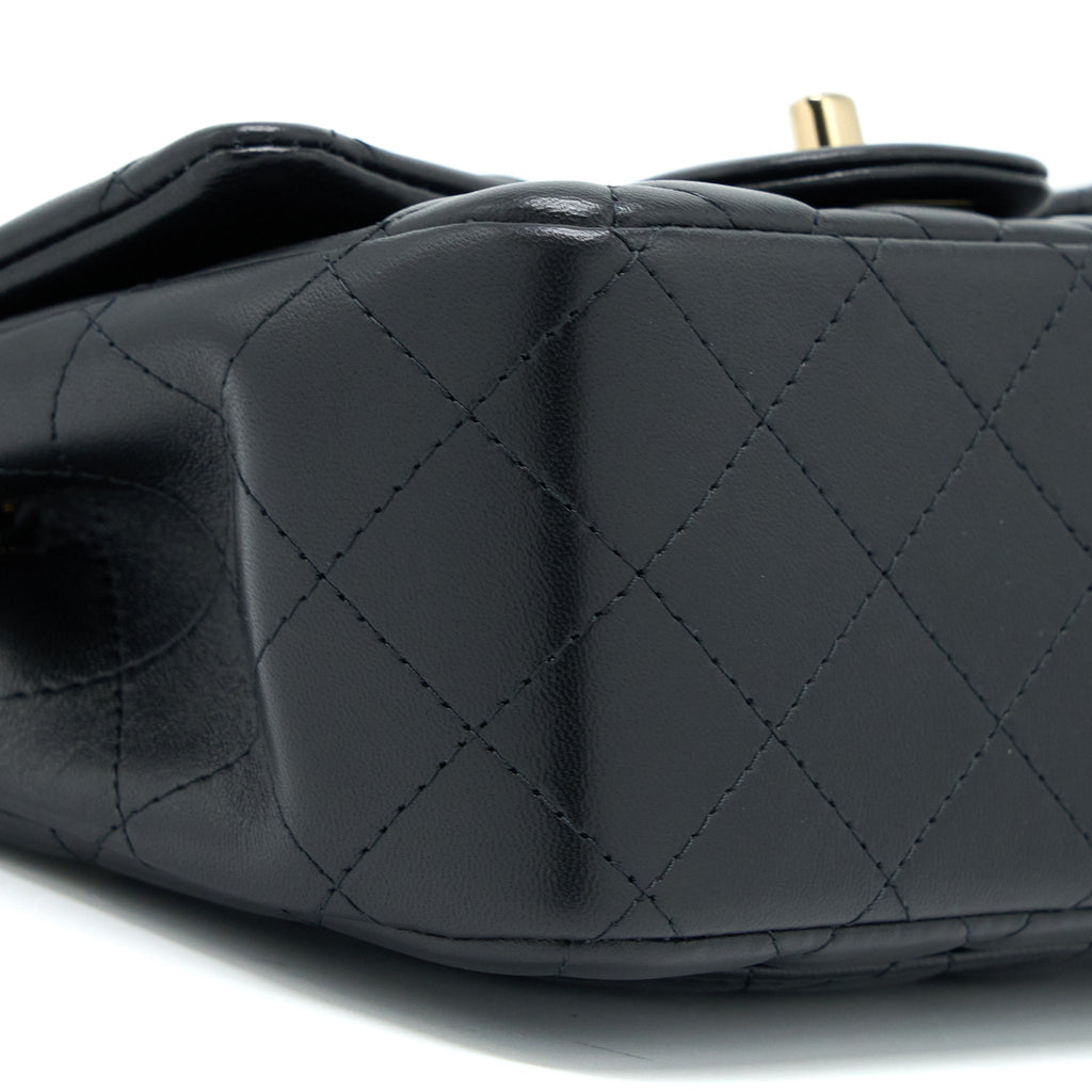 CHANEL MINI SQUARE FLAP BAG LAMBSKIN BLACK LGHW (MICROCHIP)
