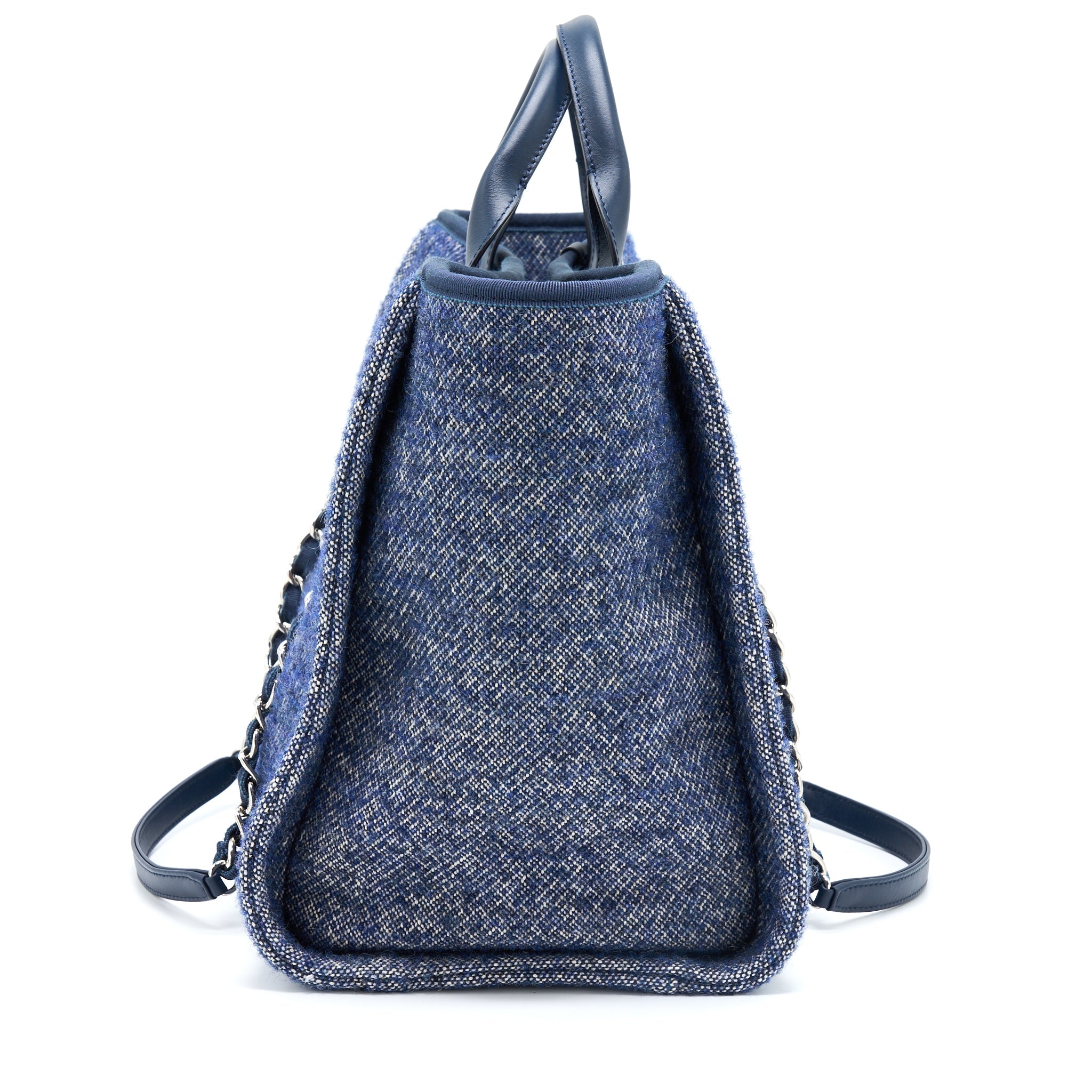 CHANEL DEAUVILLE TOTE BAG NAVY SHW(MICROCHIP)