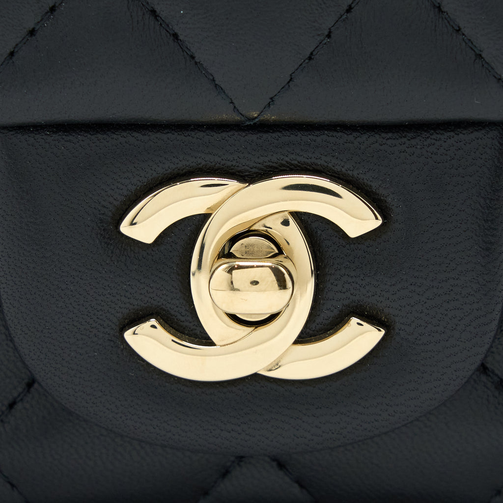 CHANEL MINI SQUARE FLAP BAG LAMBSKIN BLACK LGHW (MICROCHIP)