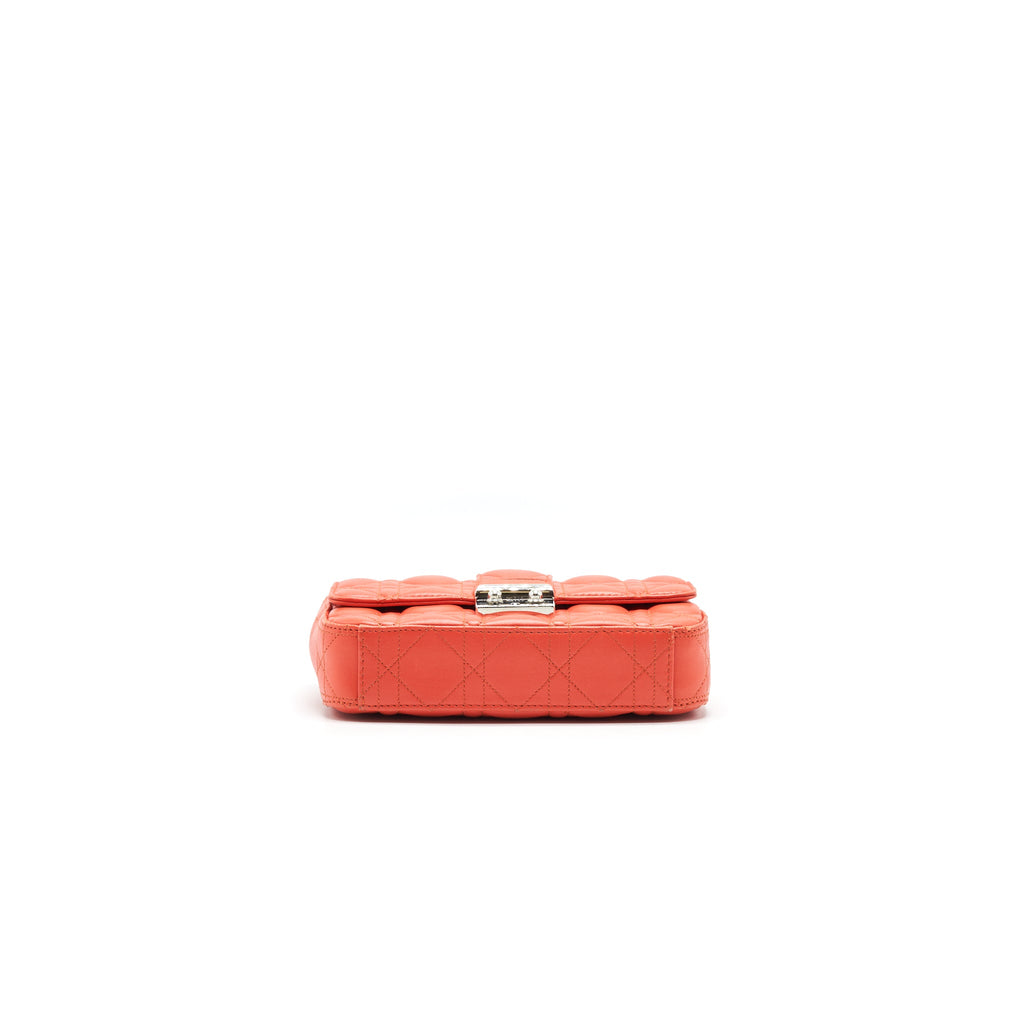 CHRISTIAN DIOR SMALL MISS DIOR FLAP BAG IN CORAL SHW