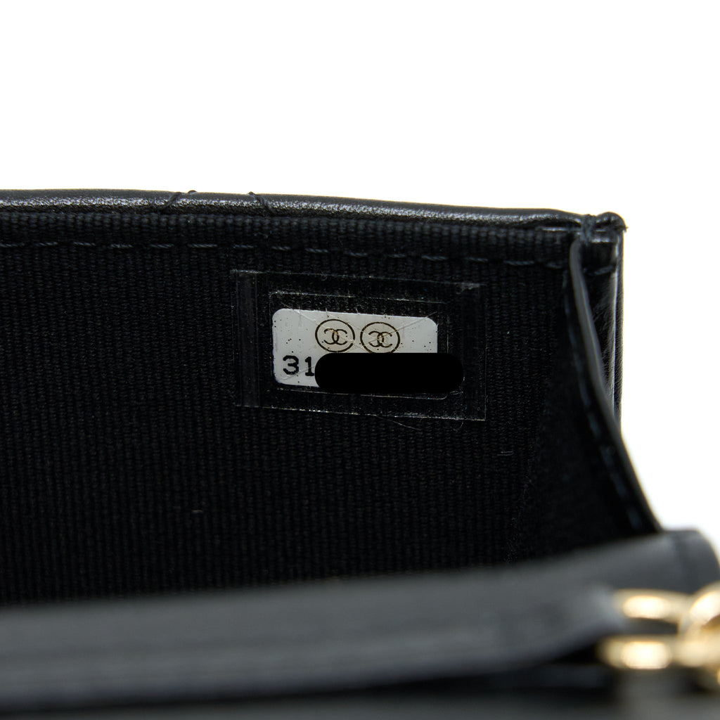 CHANEL MINI BAG WITH GIANT PEARL CHAIN LAMBSKIN BLACK LGHW