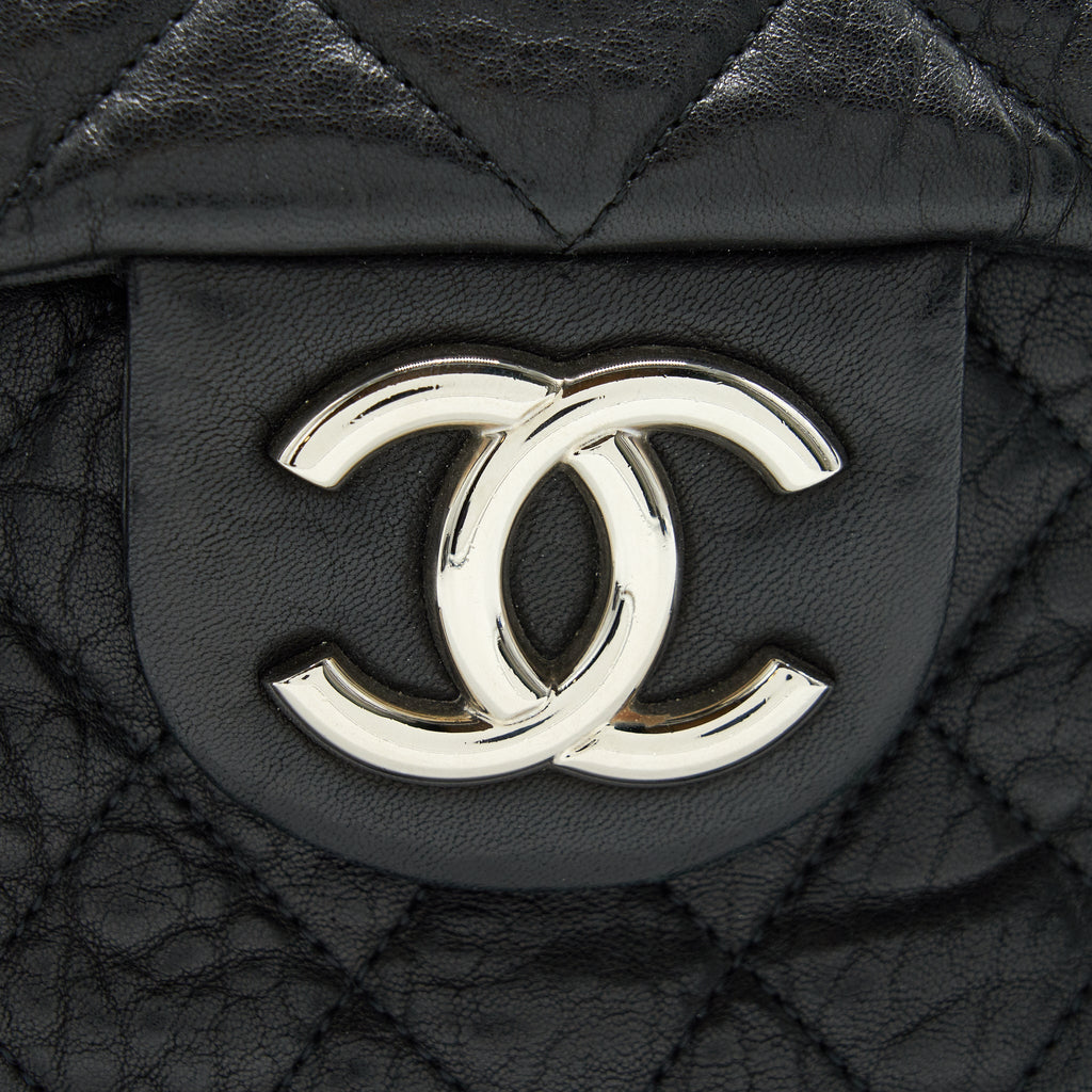 CHANEL QUILTED LEATHER WITH CHAIN SHOULDER BAG XL BLACK SHW