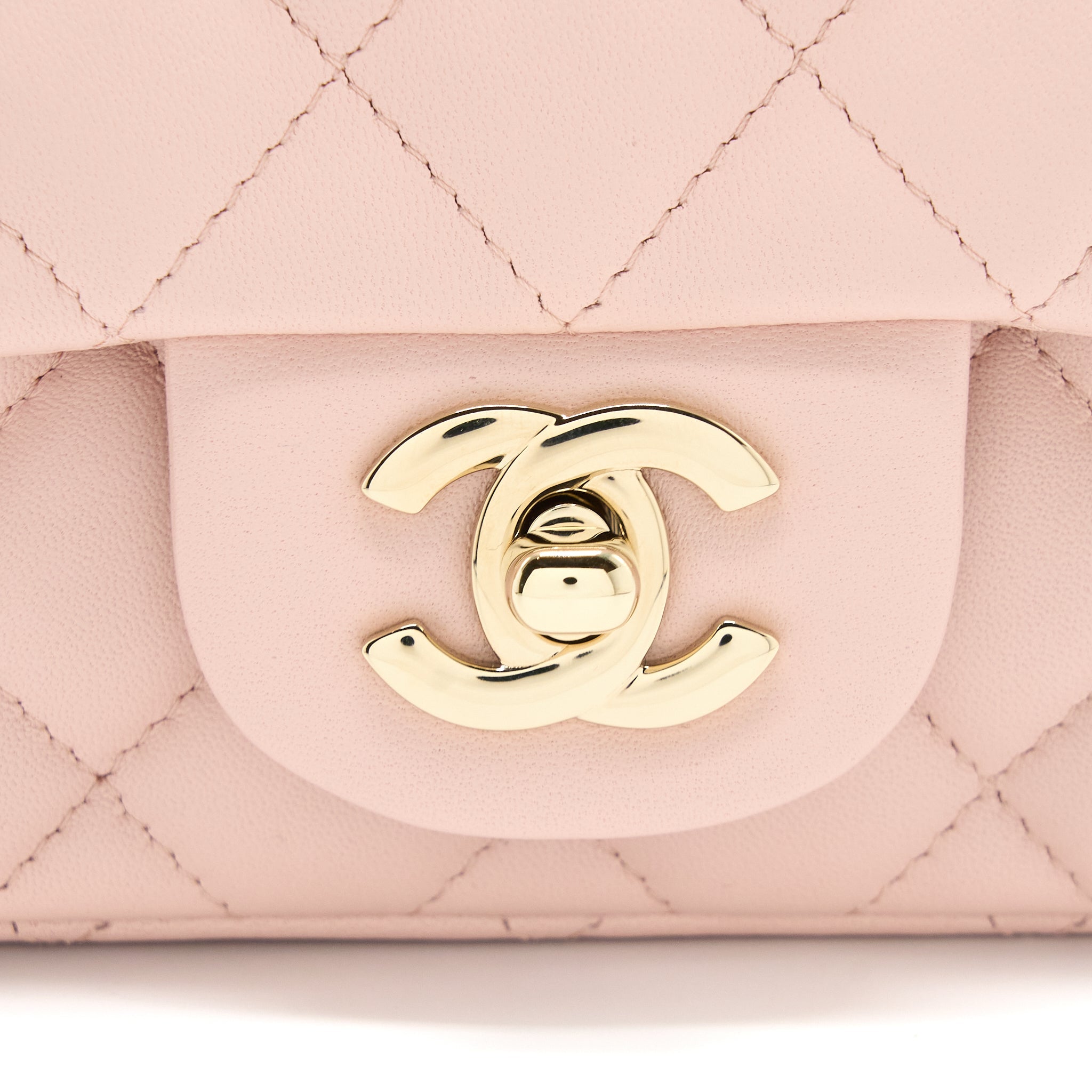 CHANEL MINI SQUARE FLAP BAG LAMBSKIN LIGHT PINK LGHW (MICROCHIP)