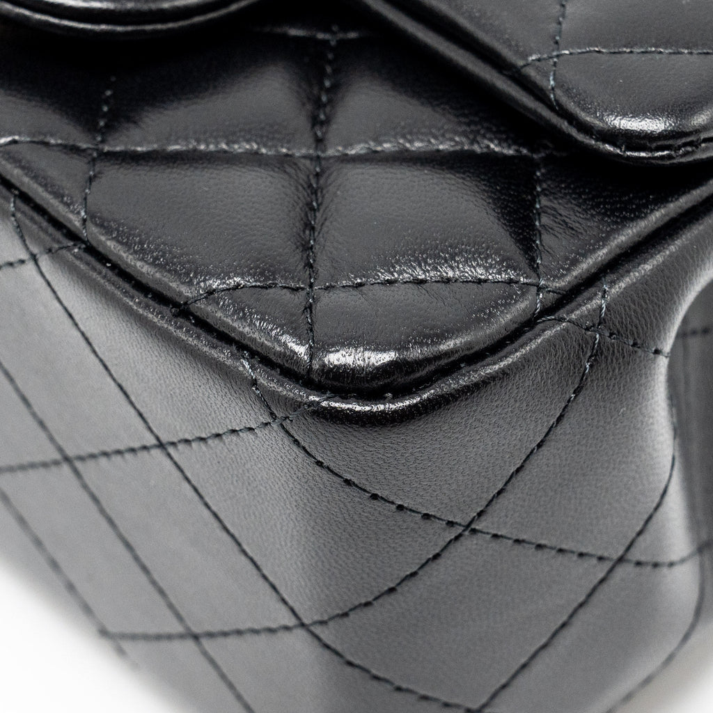 CHANEL MINI SQUARE FLAP BAG LAMBSKIN BLACK LGHW (MICROCHIP)