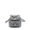 CHANEL 22A DUMA BACKPACK LAMBSKIN DARK GREY LGHW (MICROCHIP)