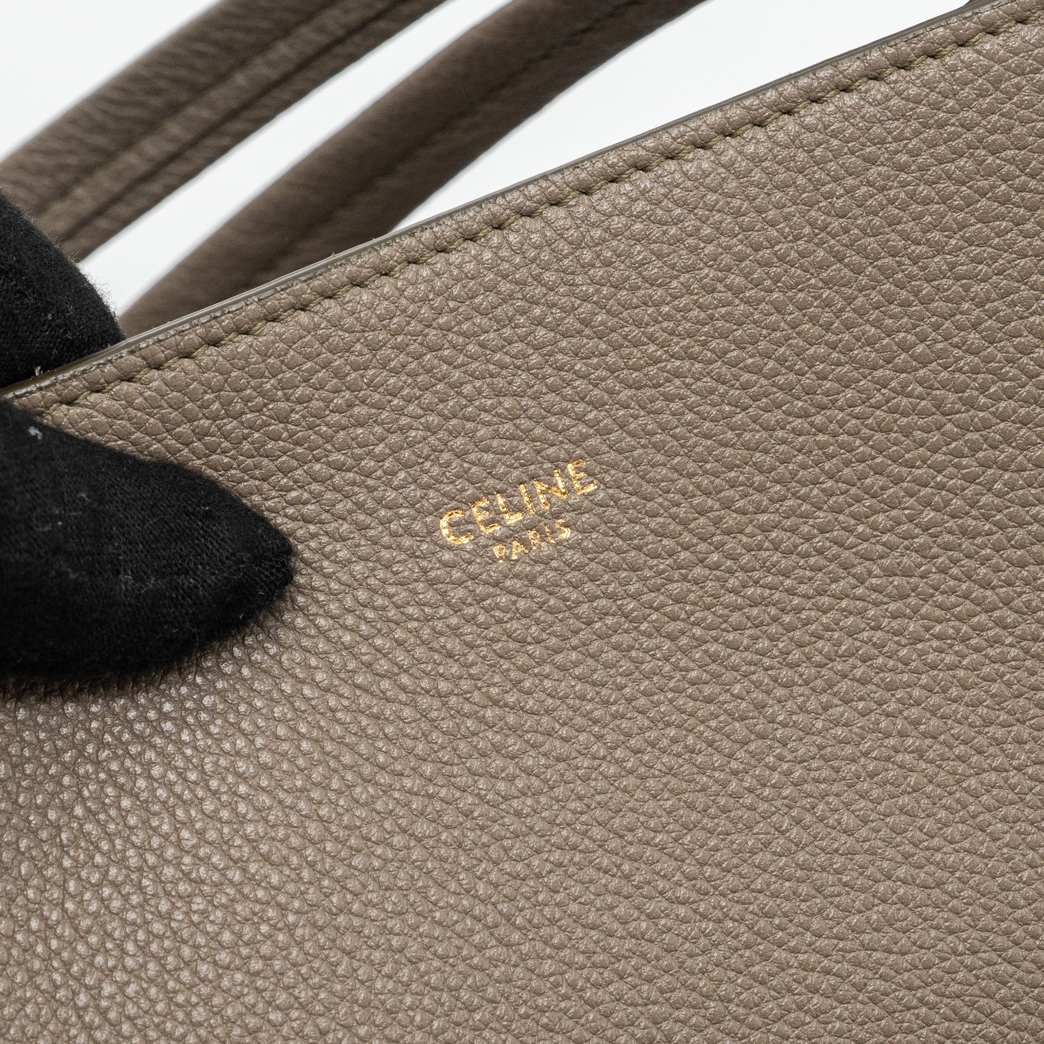 CELINE SMALL CABAS PHANTOM BAG GRAINED CALFSKIN TAUPE GHW