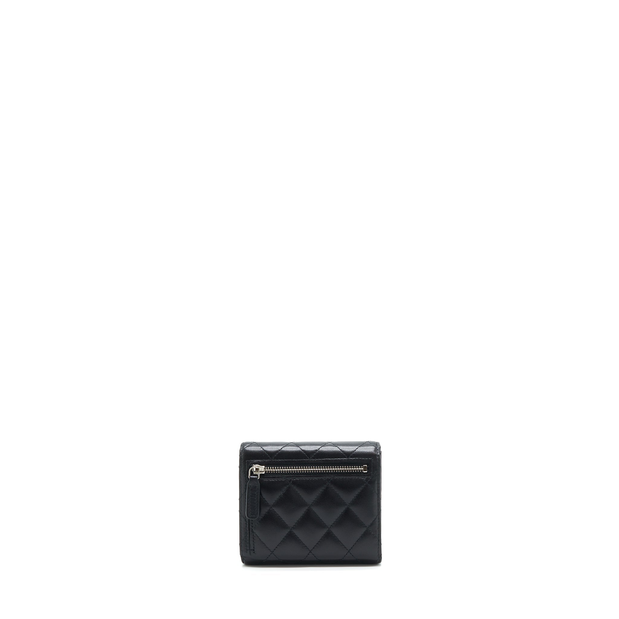 CHANEL SMALL CLASSIC COMPACT WALLET LAMBSKIN BLACK SHW