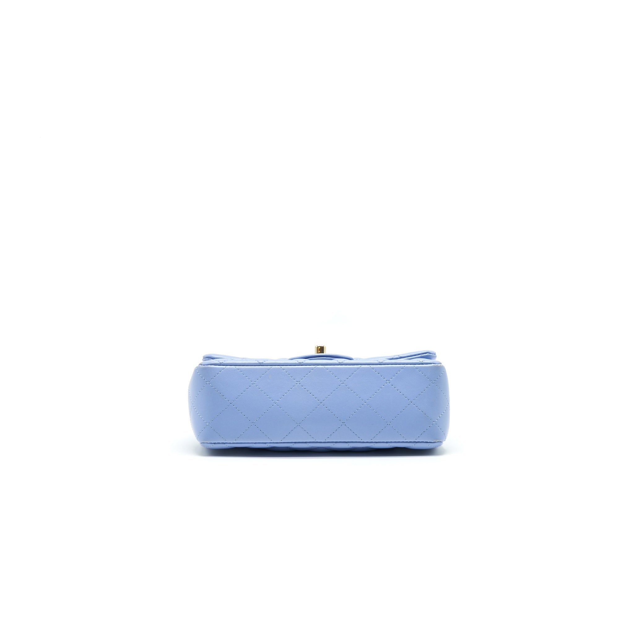 CHANEL LAMBSKIN RECTANGULAR MINI FLAP BAG IN ICE BLUE GHW