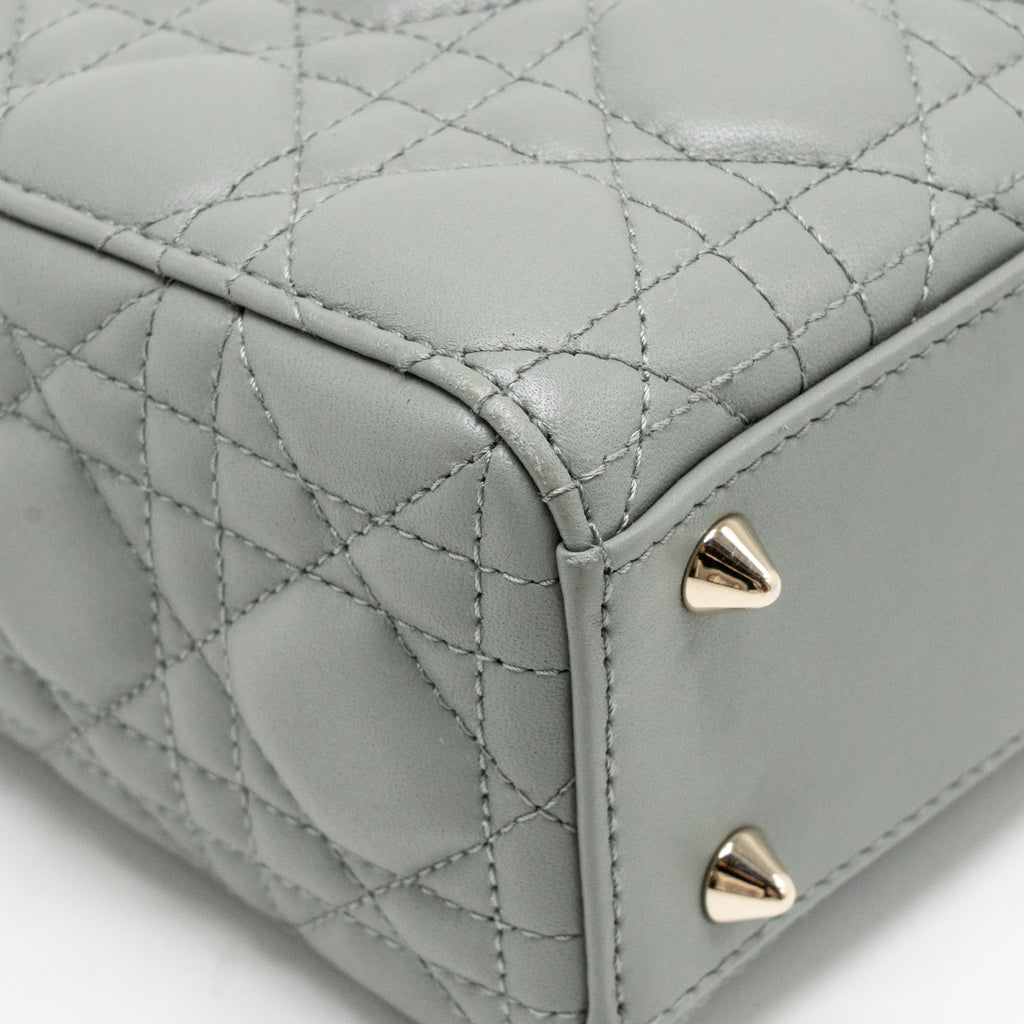 DIOR SMALL LADY DIOR MY ABCDIOR BAG LAMBSKIN GREY STONE LGHW