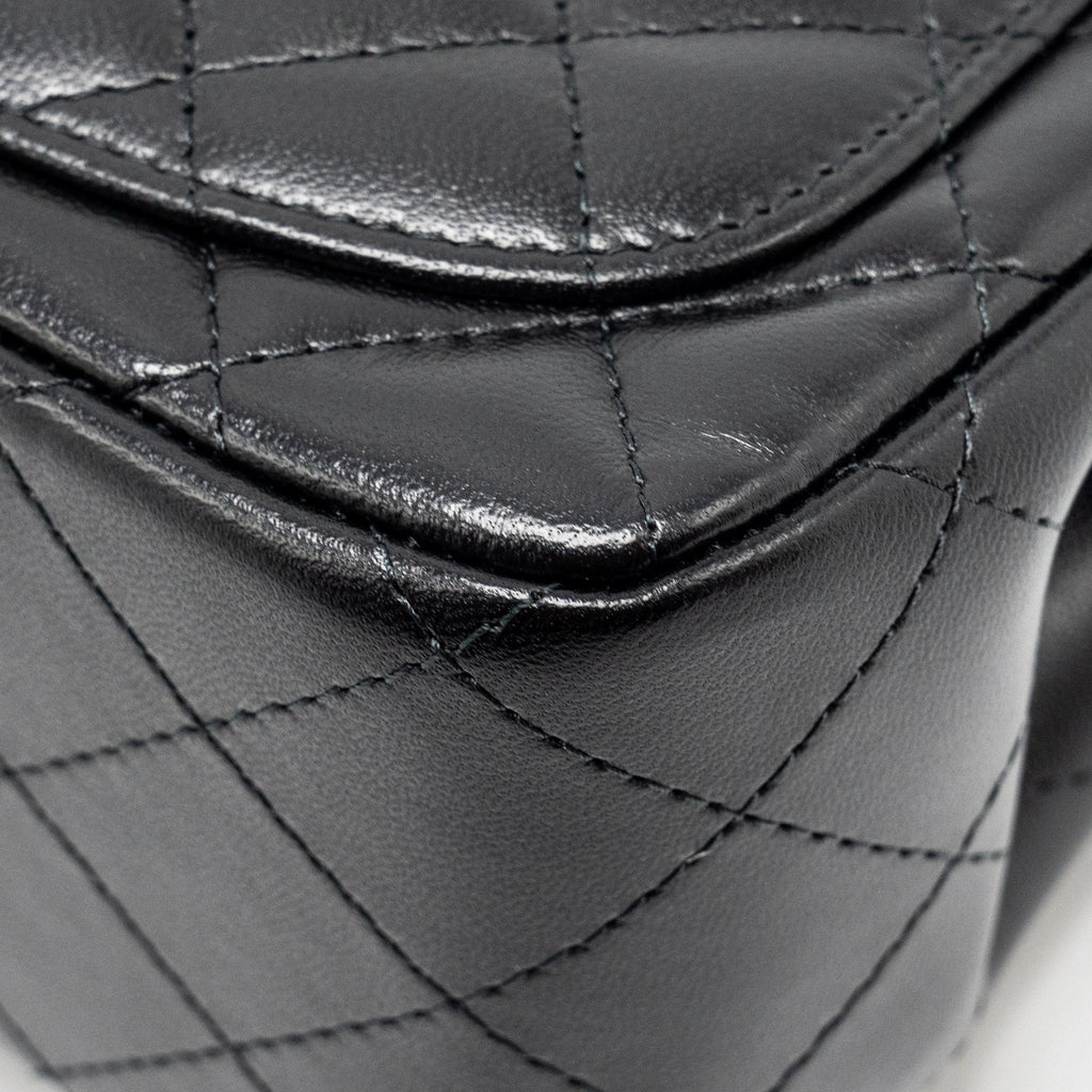 CHANEL MINI SQUARE FLAP BAG LAMBSKIN BLACK LGHW (MICROCHIP)