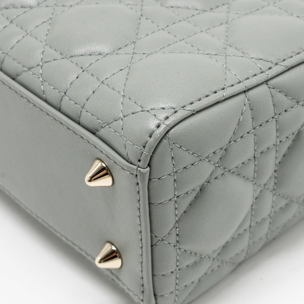DIOR SMALL LADY DIOR MY ABCDIOR BAG LAMBSKIN GREY STONE LGHW