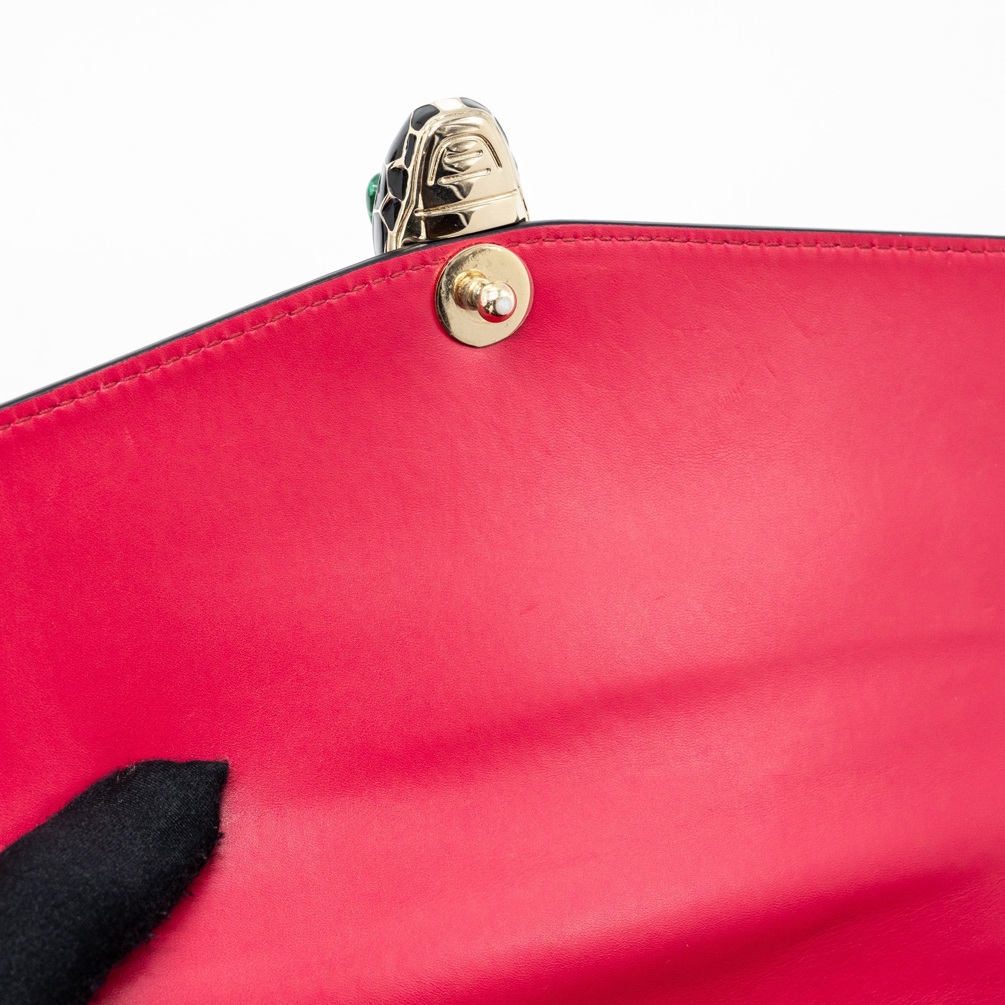 BVLGARI TOP HANDLE SERPENTI FLAP BAG CALFSKIN DARK PINK LGHW