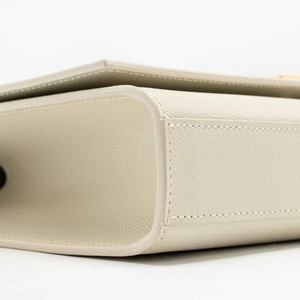 SAINT LAURENT/YSL MEDIUM KATE BAG GRAINED CALFSKIN WHITE GHW