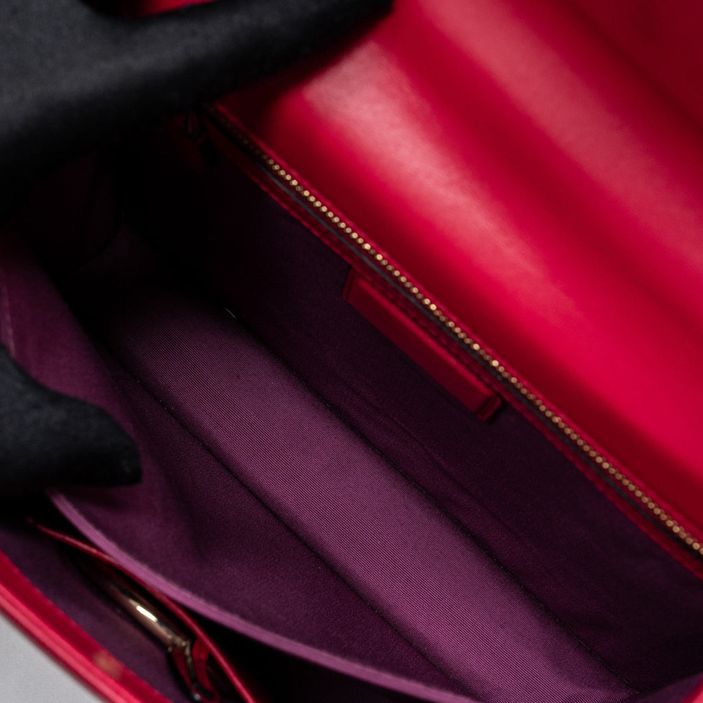 BVLGARI TOP HANDLE SERPENTI FLAP BAG CALFSKIN DARK PINK LGHW