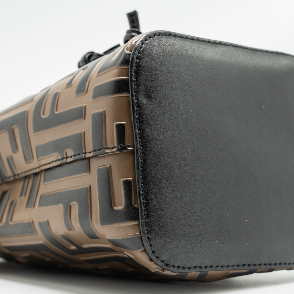 FENDI MINI MON TRESOR BUCKET BAG CALFSKIN BROWN/BLACK GHW
