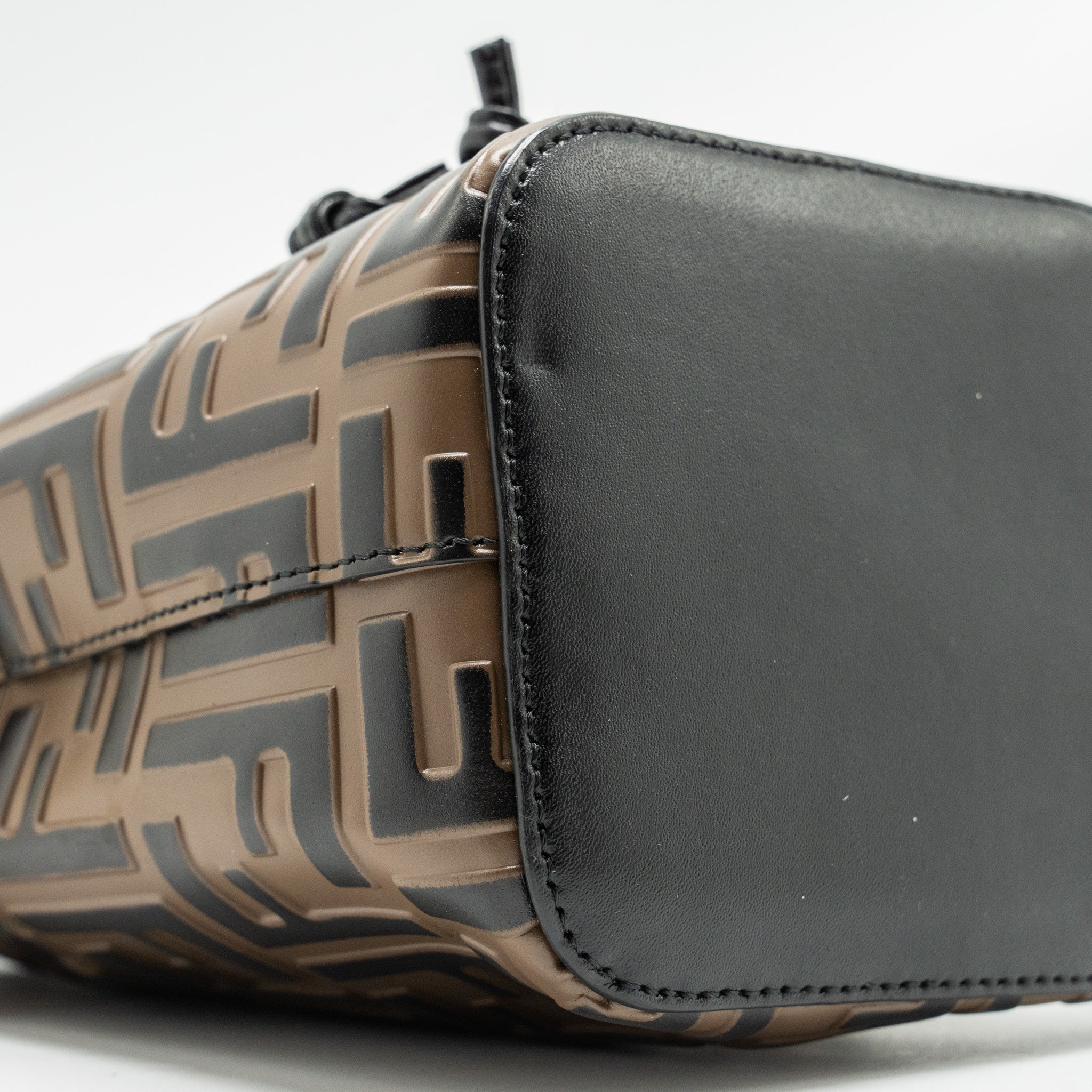 FENDI MINI MON TRESOR BUCKET BAG CALFSKIN BROWN/BLACK GHW