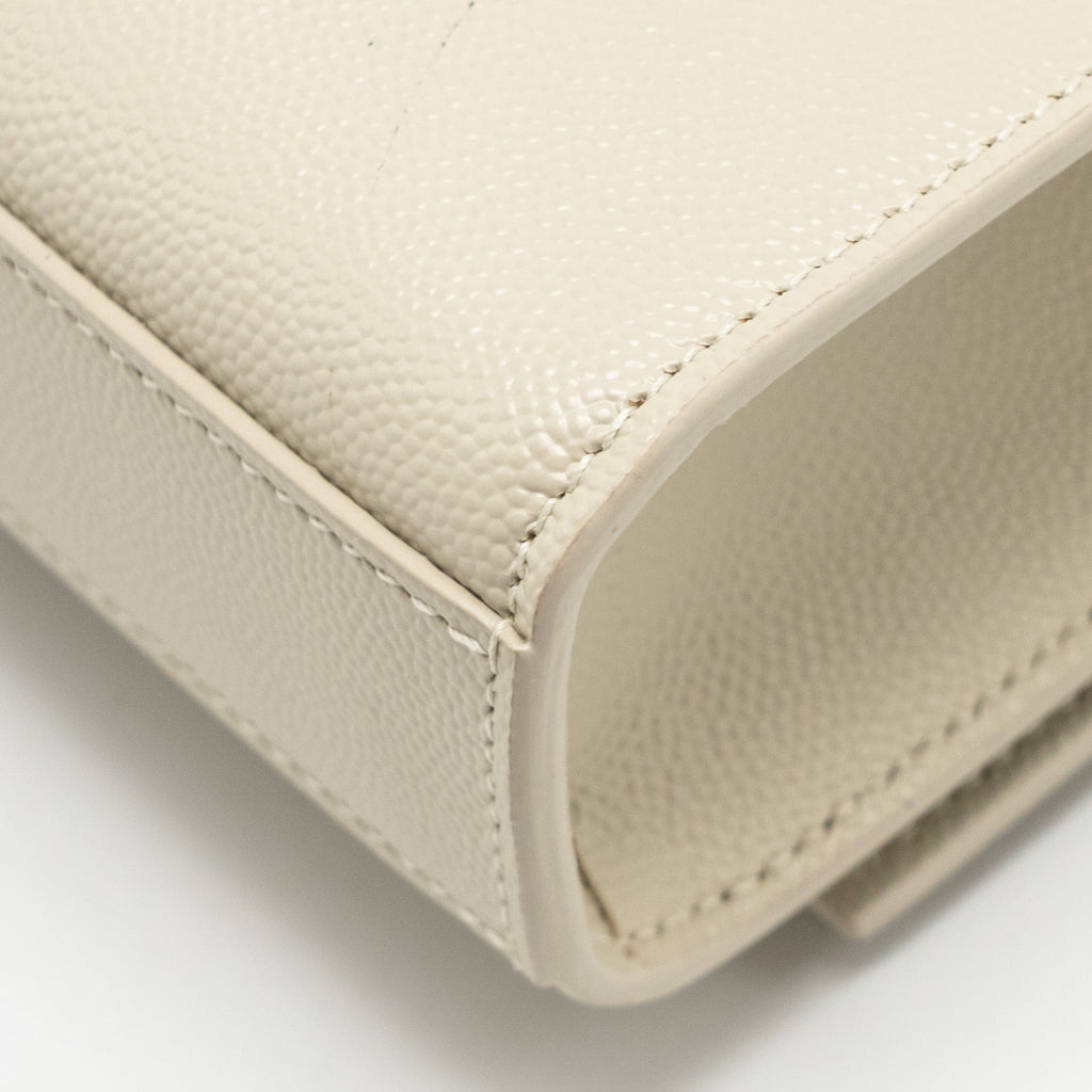 SAINT LAURENT/YSL MEDIUM KATE BAG GRAINED CALFSKIN WHITE GHW