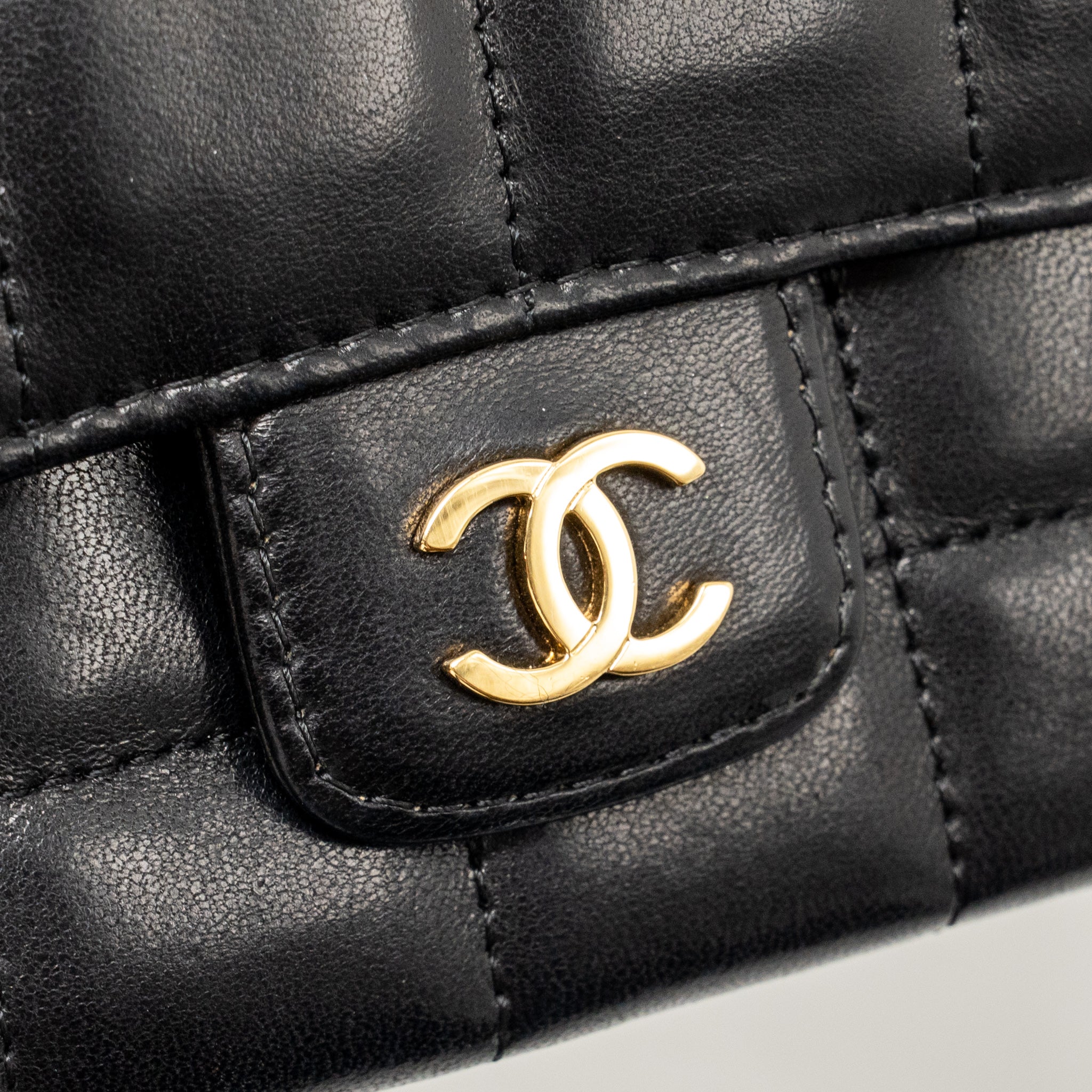 CHANEL CAMELLIA MINI FLAP SHOULDER BAG LAMBSKIN BLACK GHW