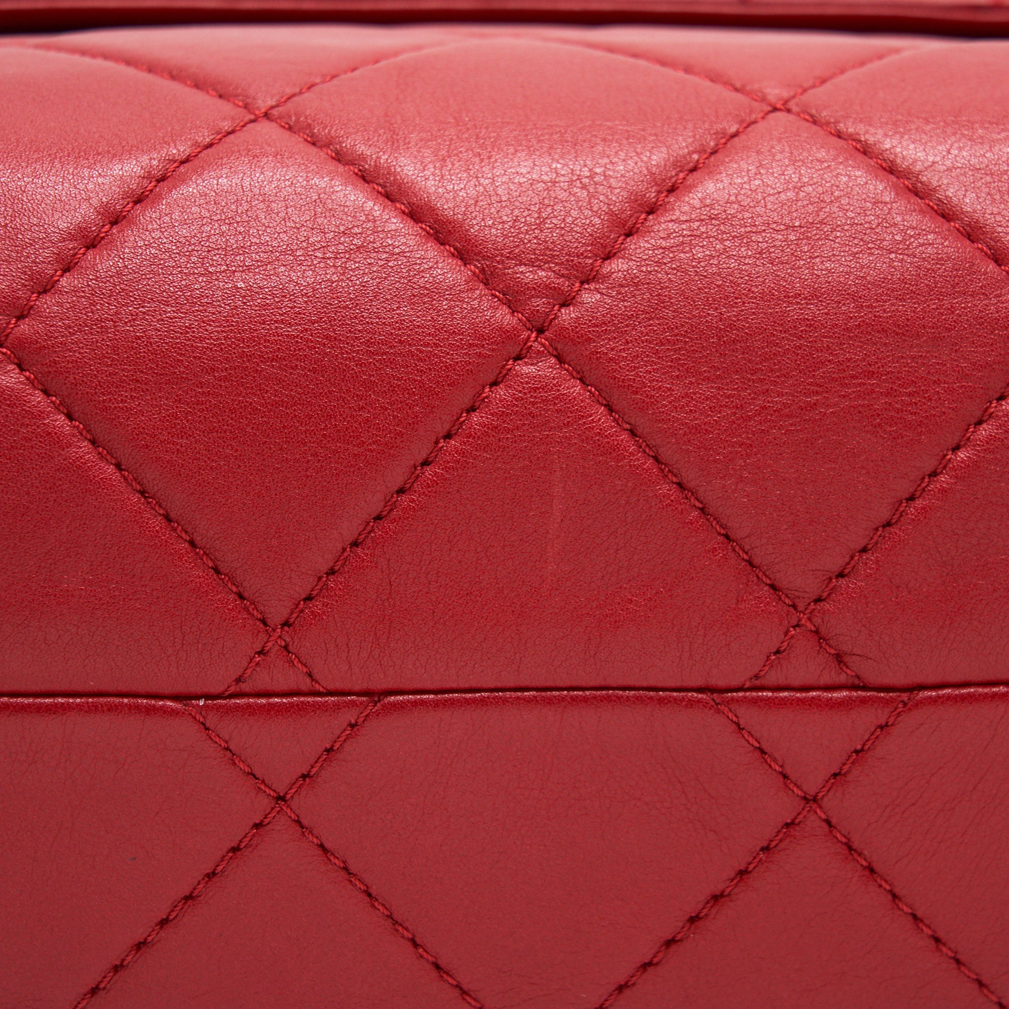 CHANEL QUILTED LARGE FLAP LEATHER BAG WITH CHAIN RED SHW