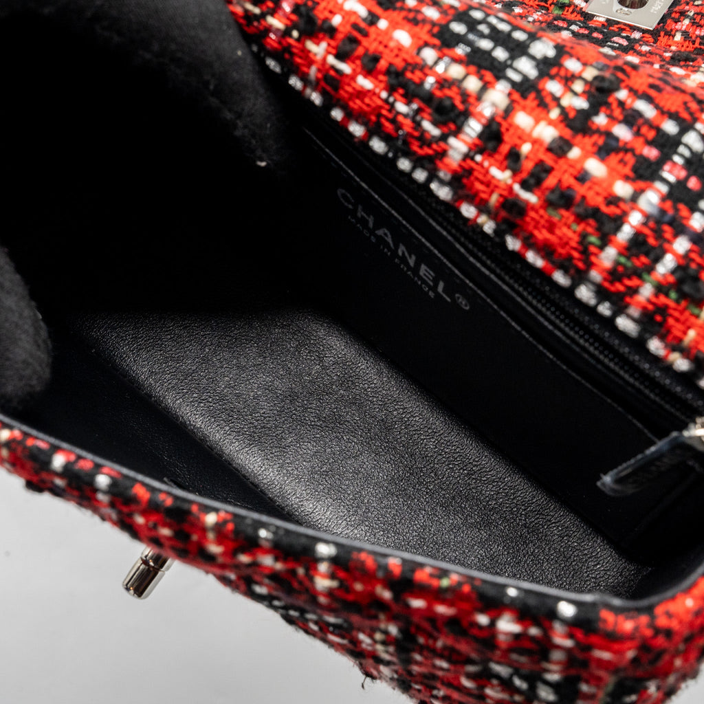 CHANEL MINI RECTANGULAR FLAP BAG TWEED RED / BLACK MULTICOLOUR SHW