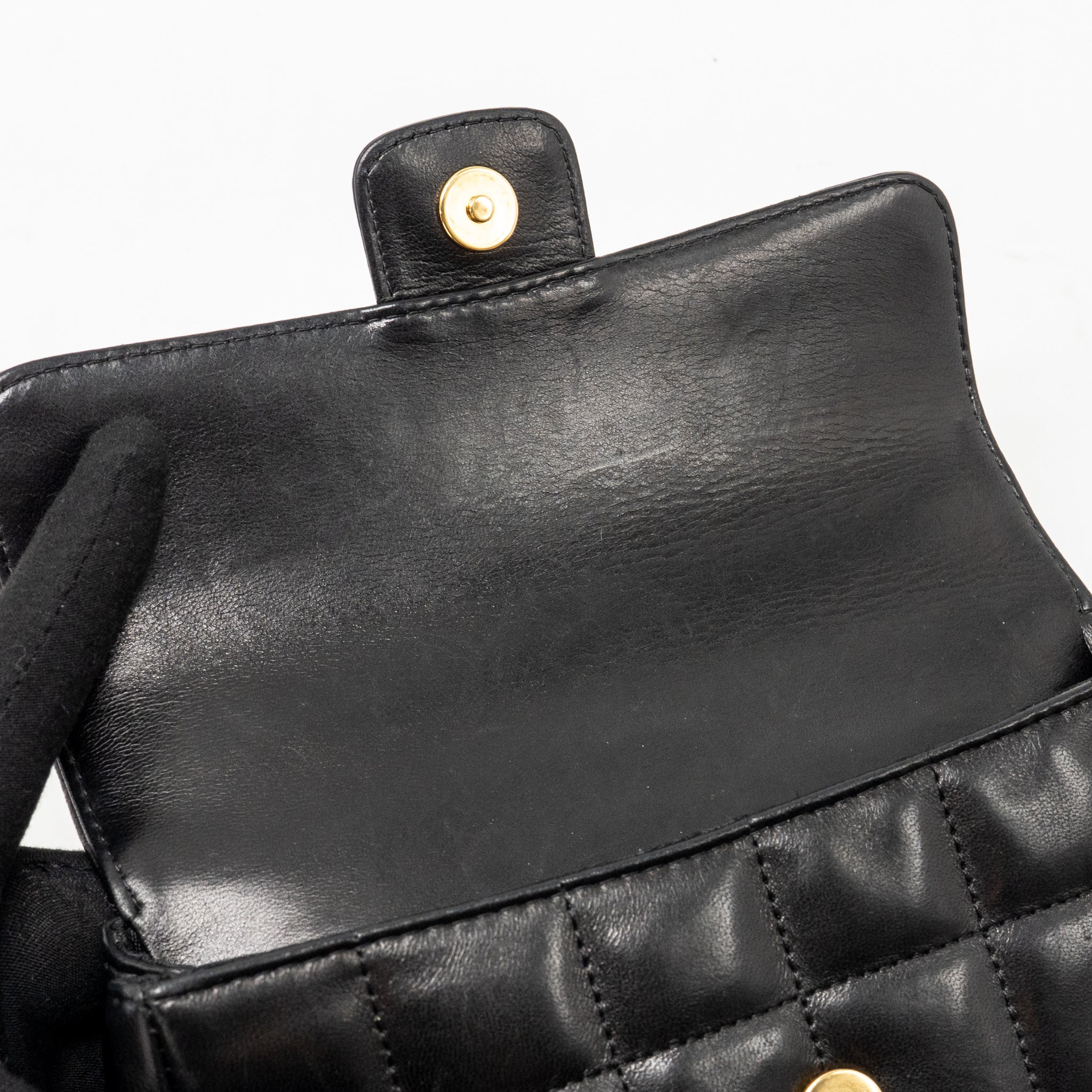CHANEL CAMELLIA MINI FLAP SHOULDER BAG LAMBSKIN BLACK GHW