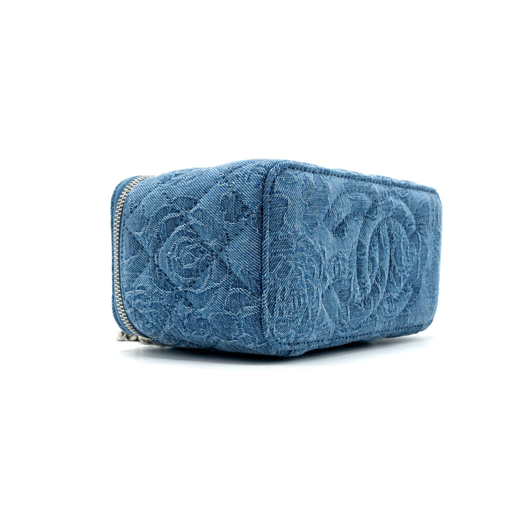 CHANEL COCO LOVE LONG VANITY CASE DENIM CAMELIA BLUE SHW (MICROCHIP)
