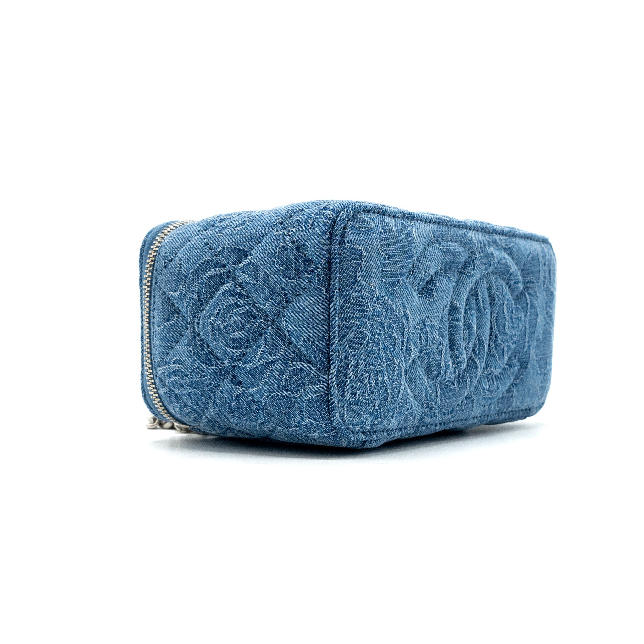 CHANEL COCO LOVE LONG VANITY CASE DENIM CAMELIA BLUE SHW (MICROCHIP)