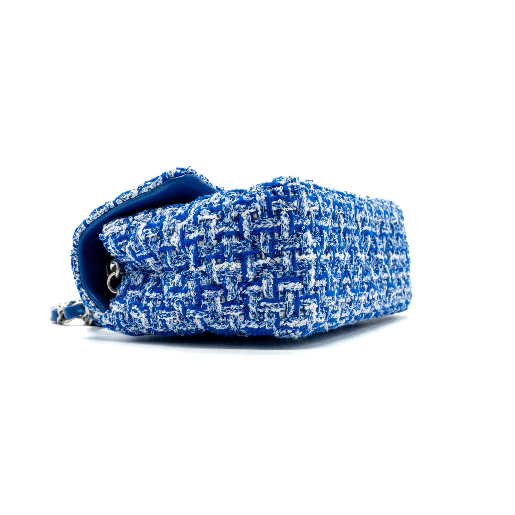 CHANEL MINI RECTANGULAR FLAP TWEED BLUE / MULTICOLOUR SHW (MICROCHIP)