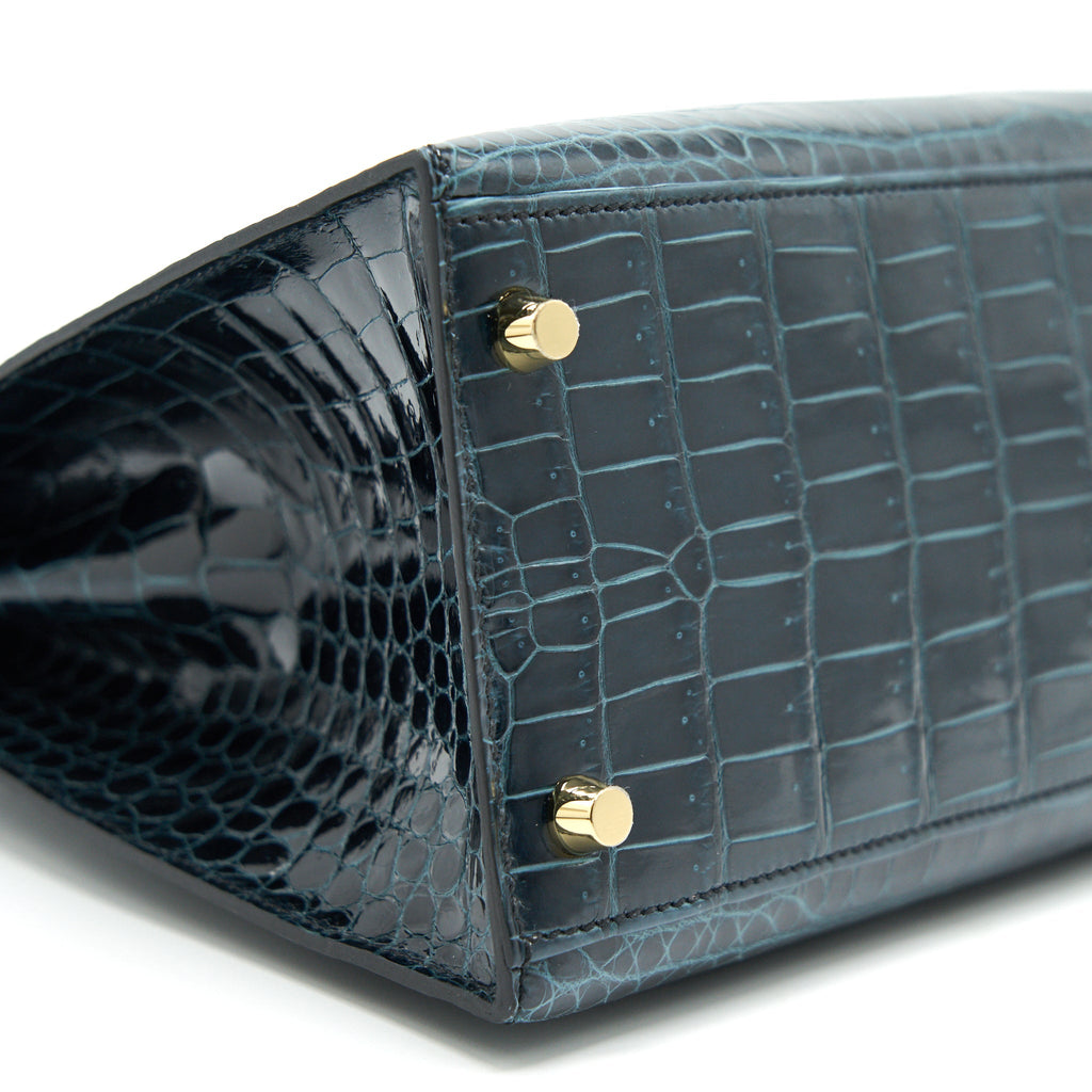 HERMES KELLY28 ALLIGATOR VERT ROSSEAU GHW