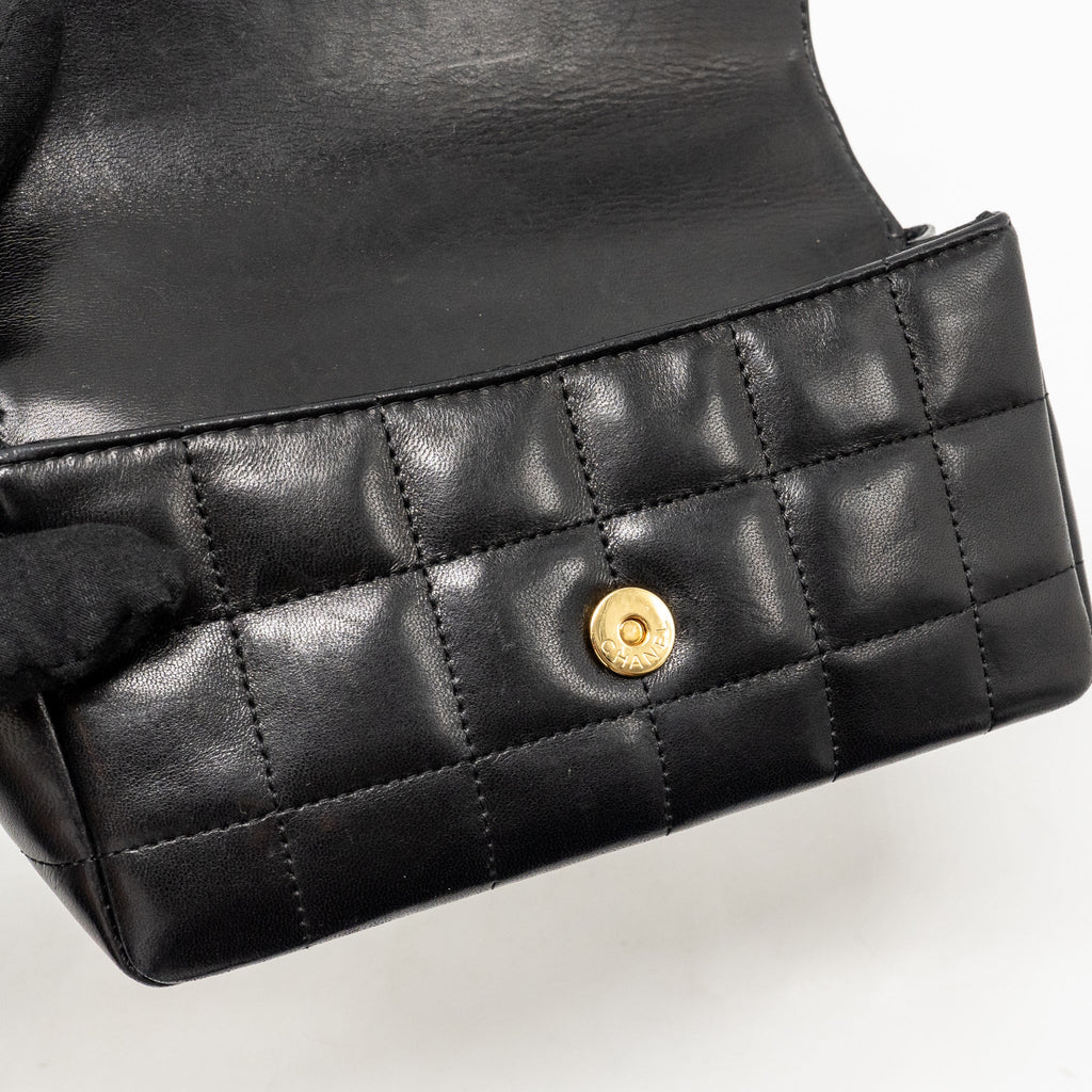 CHANEL CAMELLIA MINI FLAP SHOULDER BAG LAMBSKIN BLACK GHW
