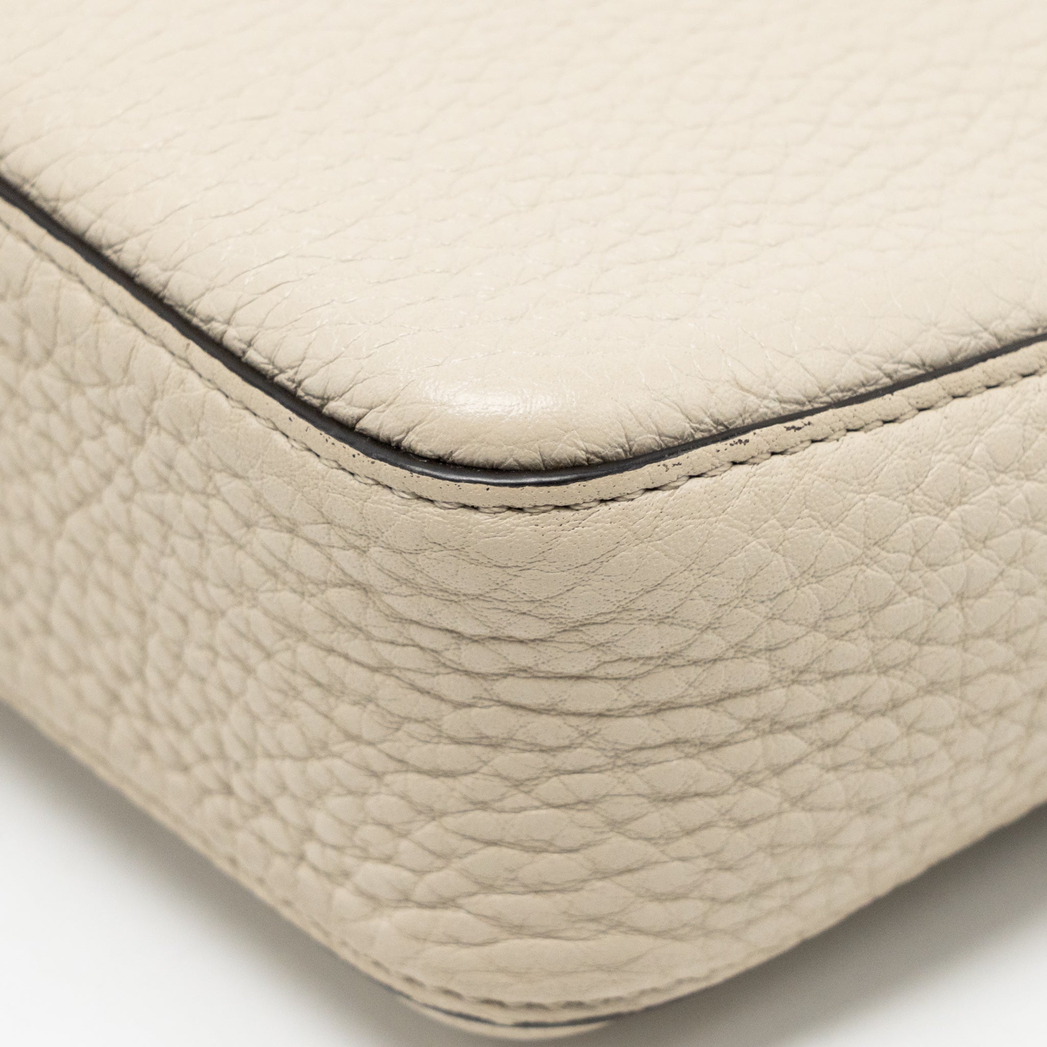 FENDI MINI BAGUETTE BAG CALFSKIN LIGHT BEIGE/GREEN GHW