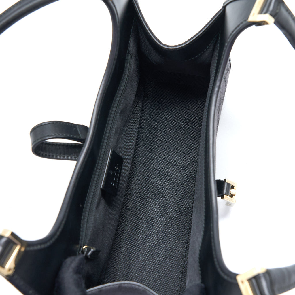 GUCCI VINTAGE JACKIE BAG GG PRINTED CANVAS BLACK GHW