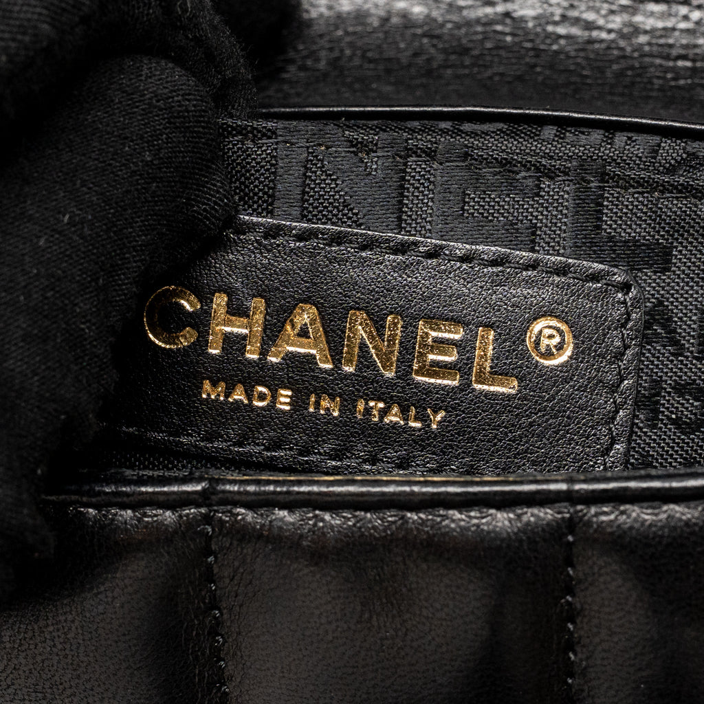 CHANEL CAMELLIA MINI FLAP SHOULDER BAG LAMBSKIN BLACK GHW
