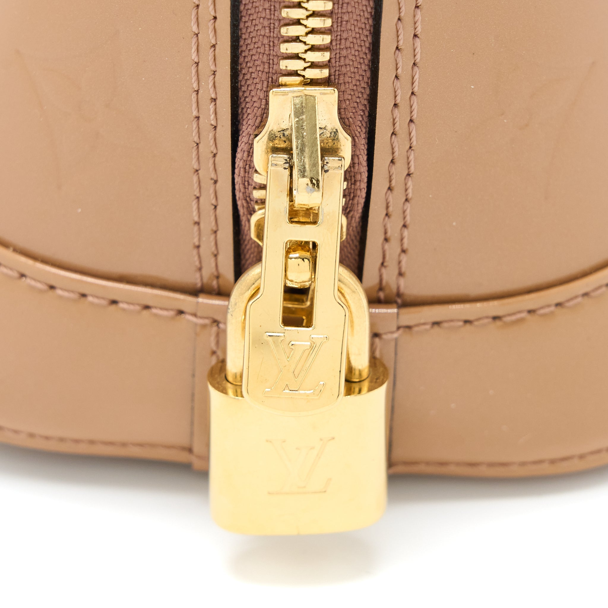 LOUIS VUITTON ALMA BB PATENT DARK BEIGE GHW