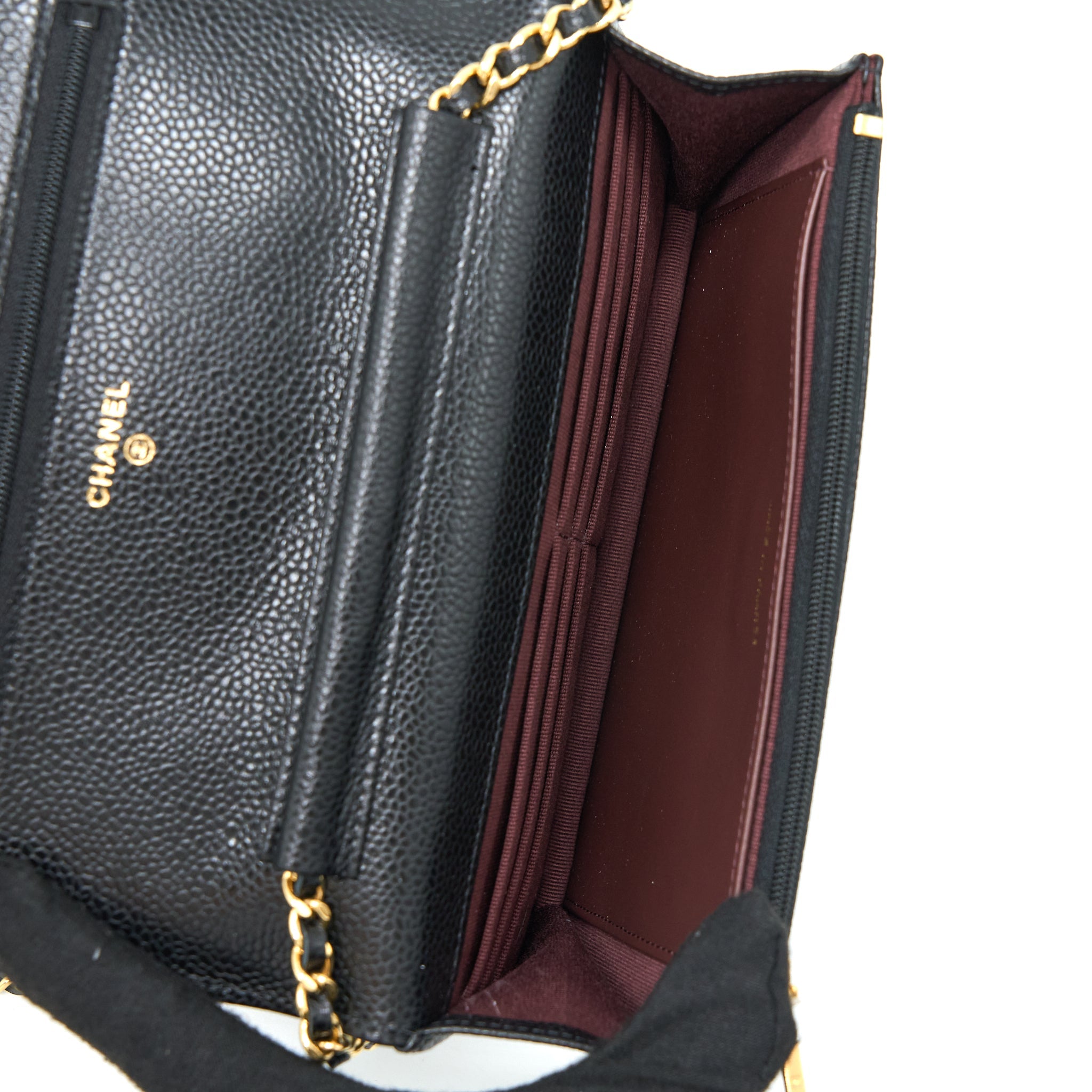 CHANEL CLASSIC WALLET ON CHAIN CAVIAR BLACK GHW( MICROCHIP)