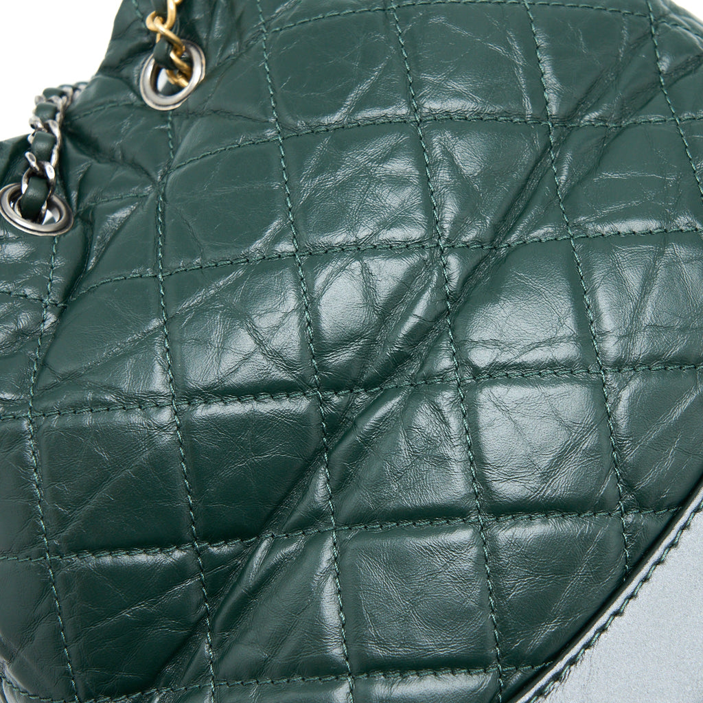 CHANEL SMALL GABRIELLE BACKPACK CALFSKIN DARK GREEN MULTICOLOUR HARDWARE