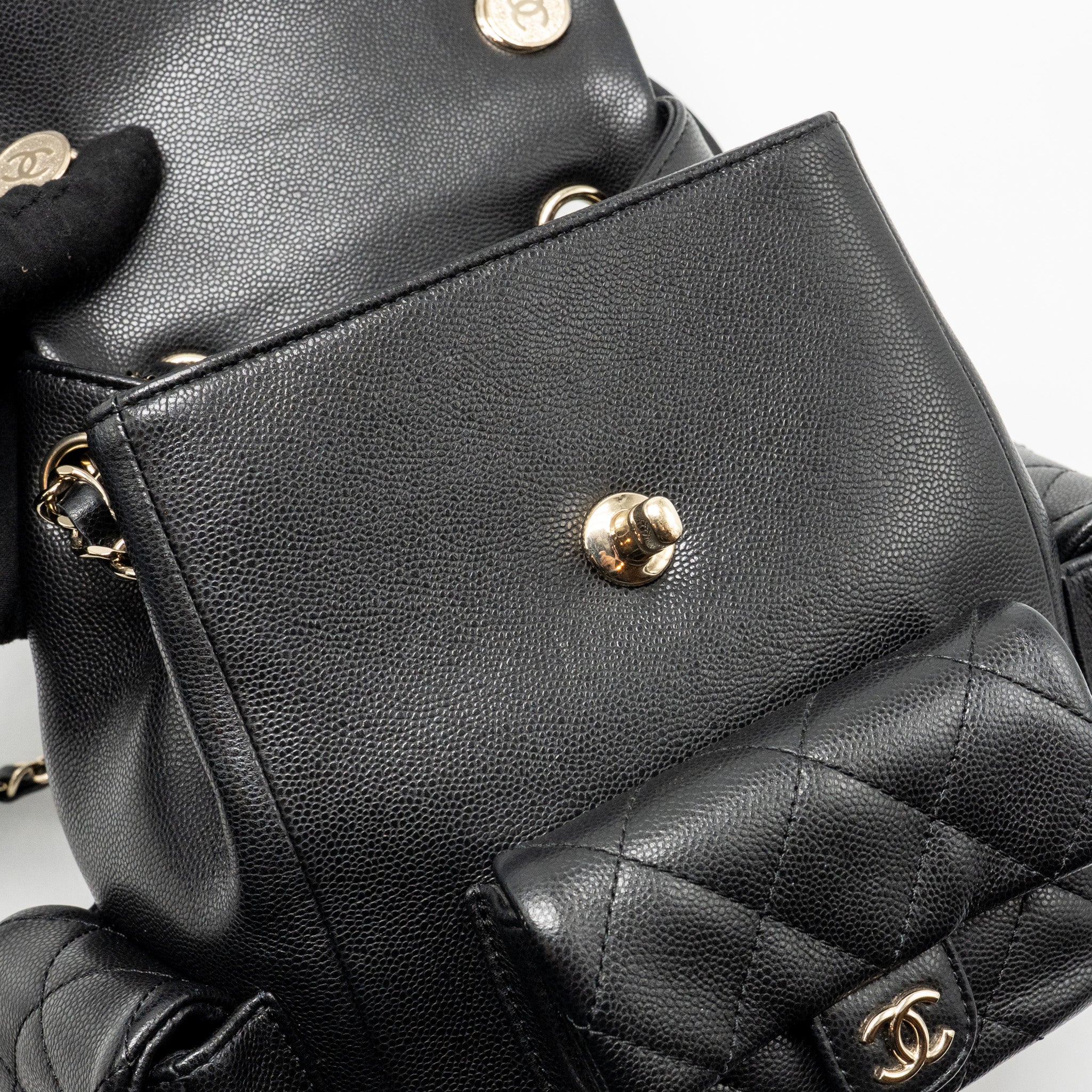 CHANEL TRIPLE POCKET BACKPACK CAVIAR BLACK LGHW (MICROCHIP)