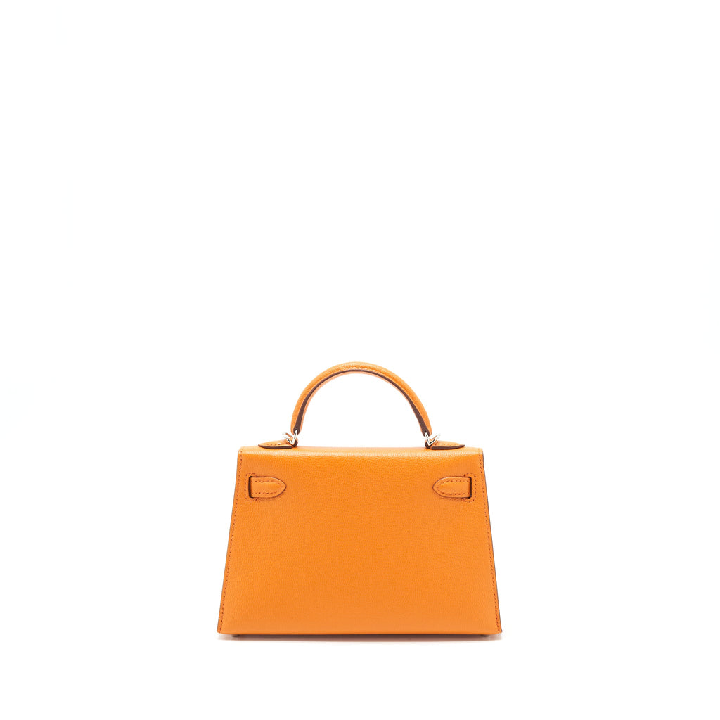 HERMES MINI KELLY Ⅱ VERSO CHEVRE MYSORE SANGUINE / ORANGE SHW