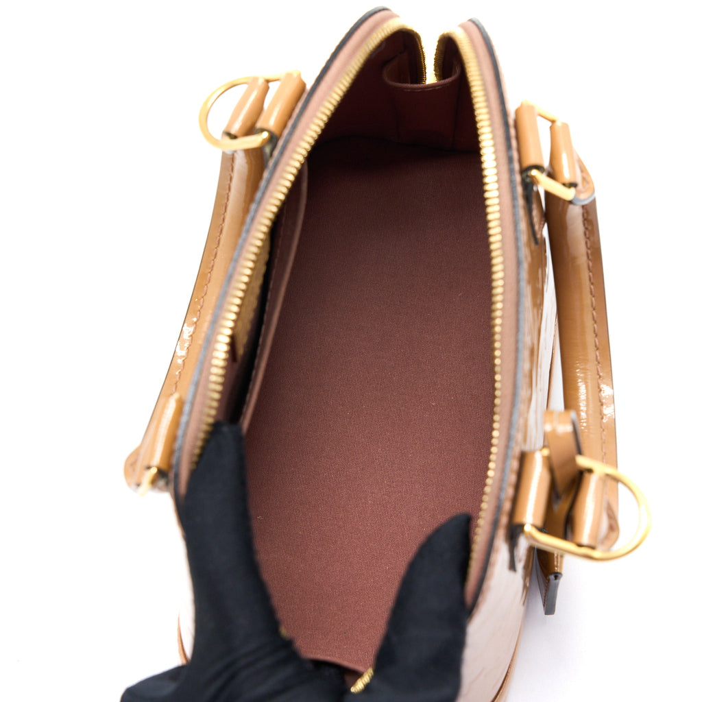 LOUIS VUITTON ALMA BB PATENT DARK BEIGE GHW