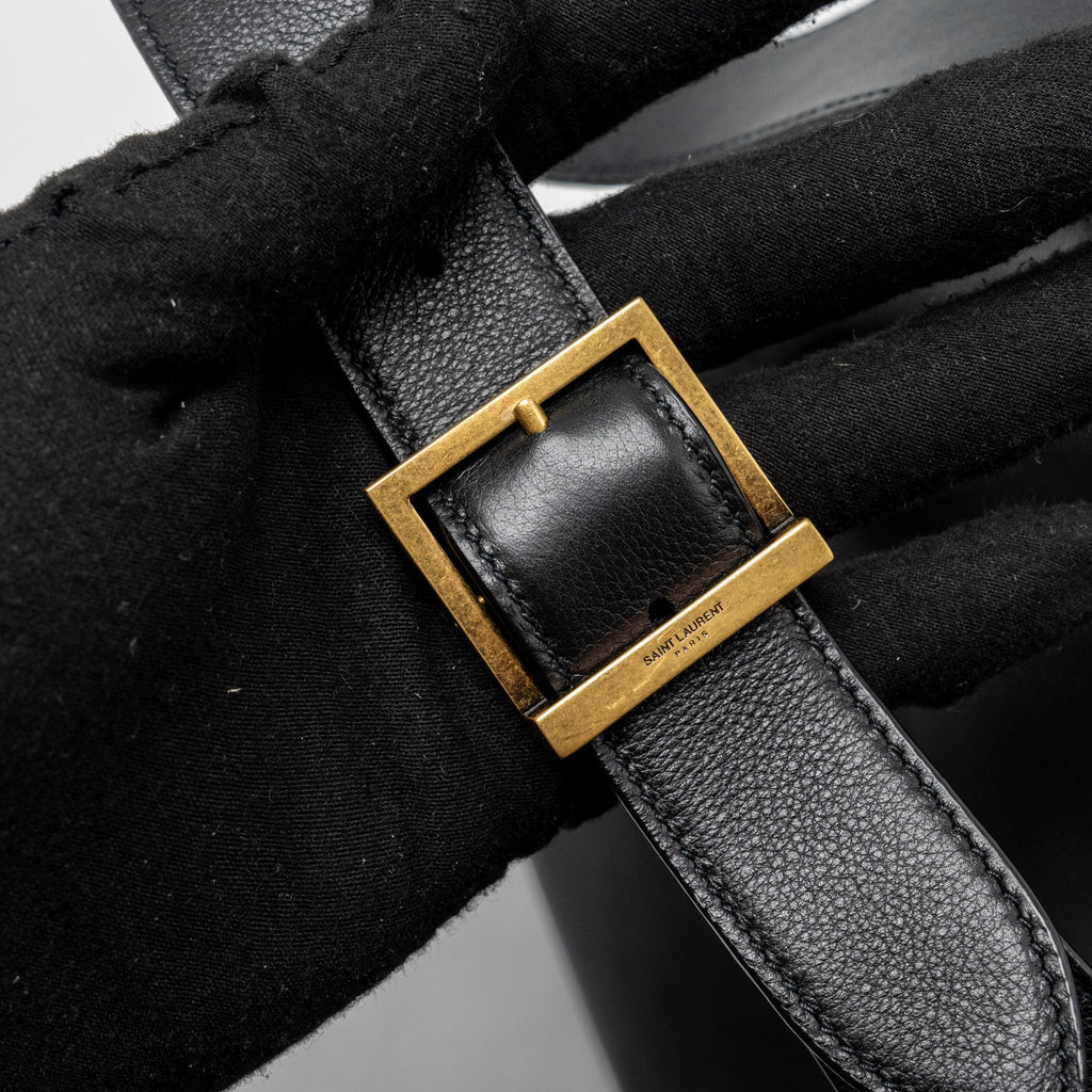 SAINT LAURENT/YSL LE 5 A 7 SUPPLE LARGE SMOOTH CALFSKIN BLACK GHW