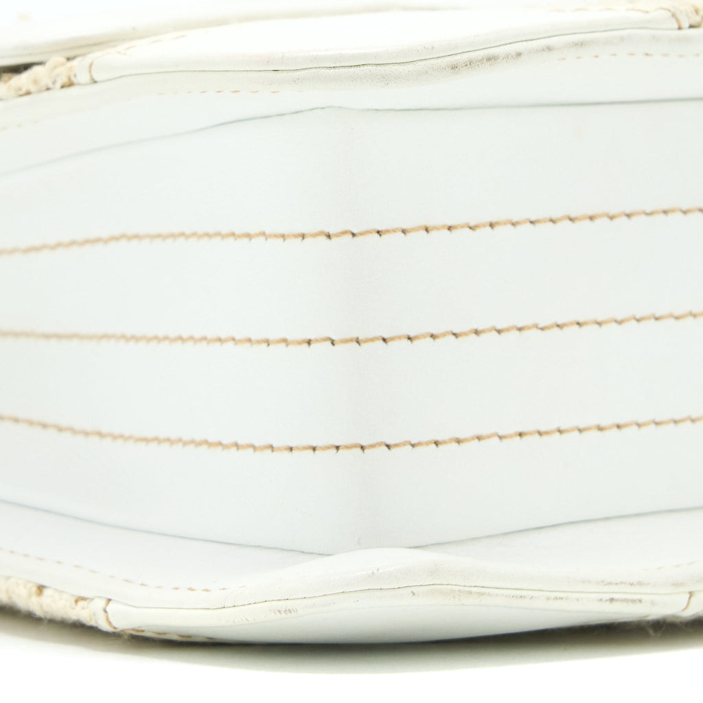 CHANEL VINTAGE FLAP BAG TWEED / LEATHER WHITE GHW