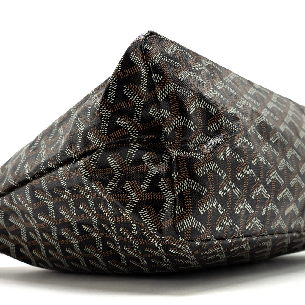 GOYARD BOHEME HOBO BAG CANVAS/ CALFSKIN BLACK/ TAN SHW WITH NECESSAIRE BAG ECRU